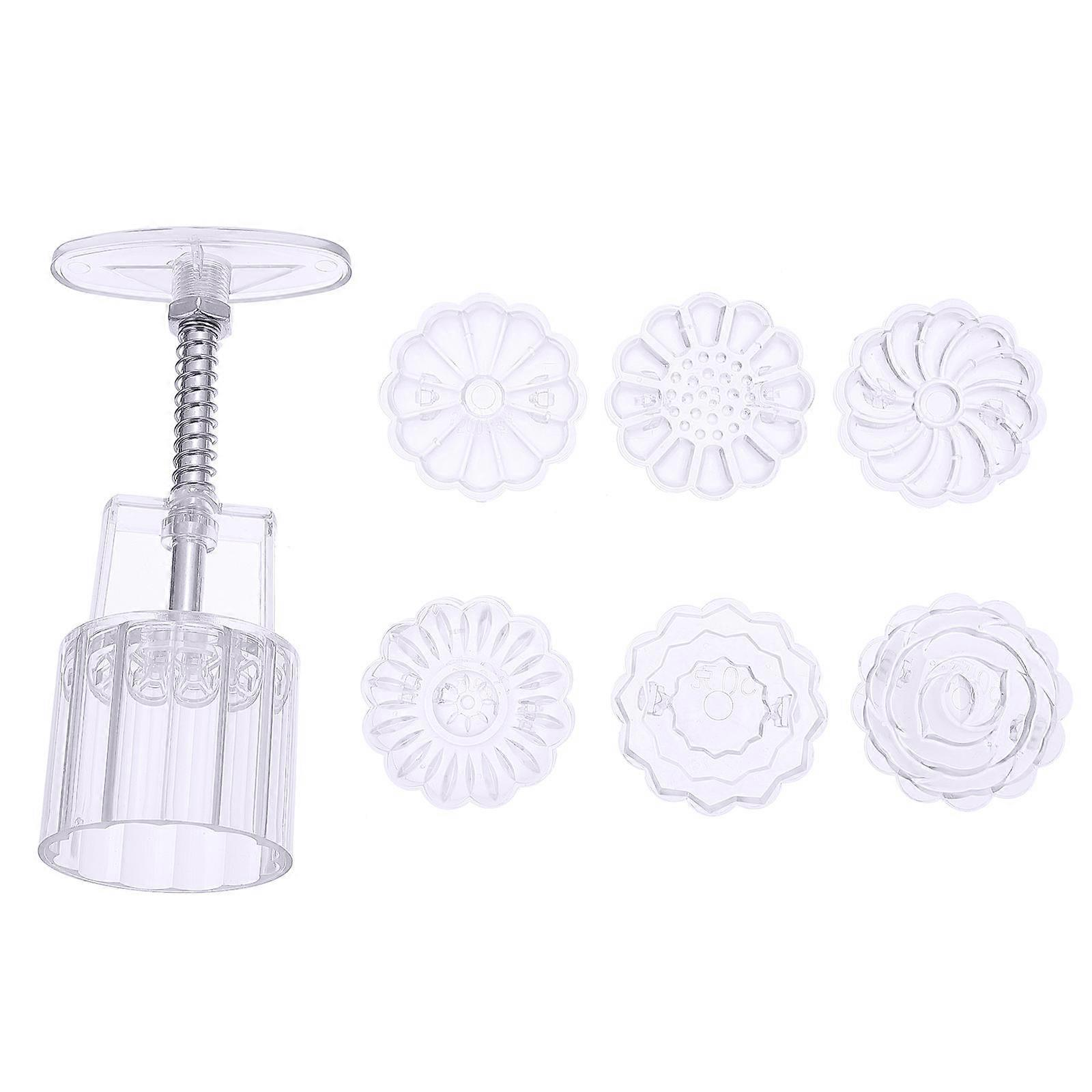 Creative Transparent Moon Cake Molds Set   Reusable Baking Kit with Flower Cutters for Family Treats and Housewarming Gifts