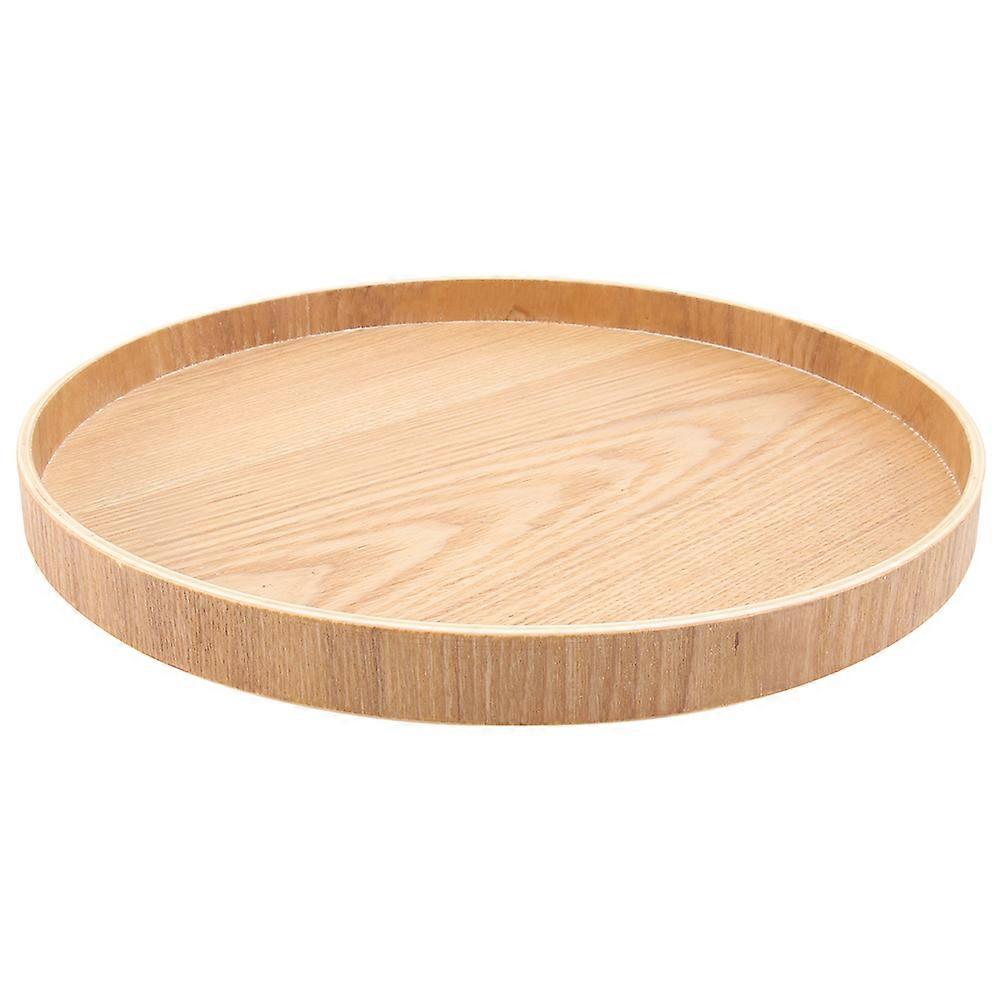 Round Wooden Tray For Serving Drinks And Snacks In Home Use With Khaki Color In 1Pack