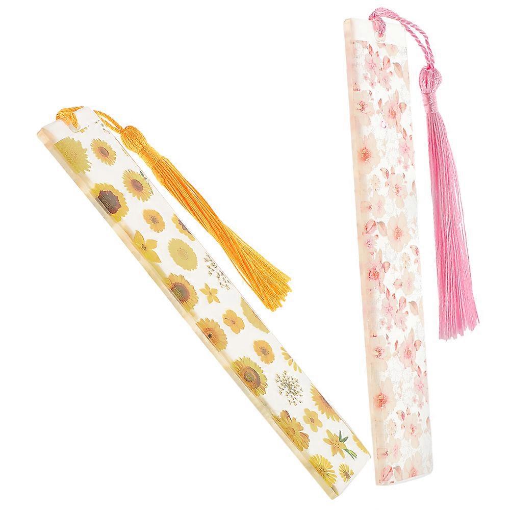 Tassel Design Resin Bookmarks Suitable for Reading and Study for Students and Friends 2Pcs