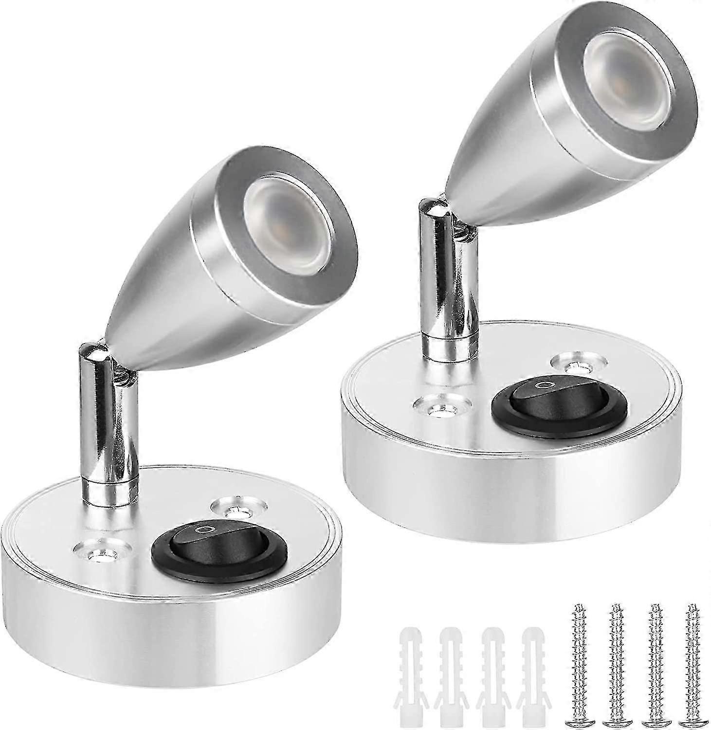 2pcs 12v Led Spot Reading Light, 3w Rv Interior Light, 180 Rotate Bedside Wall Lamp 3000k Warm Light For Campervan Motorhome Caravan Boat Interior Led
