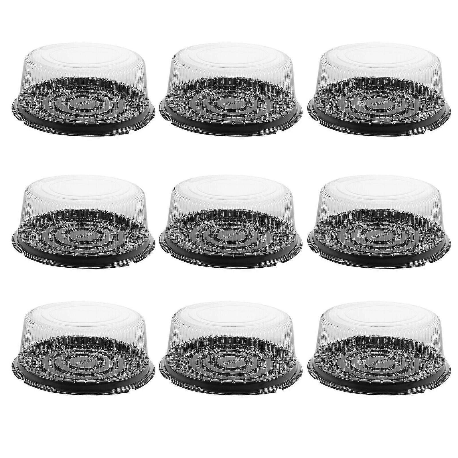 SNQTV-10pcs Reusable Plastic Bakery Cake Box Round Cake Reusable Plastic Container With Lids Cake Boxes