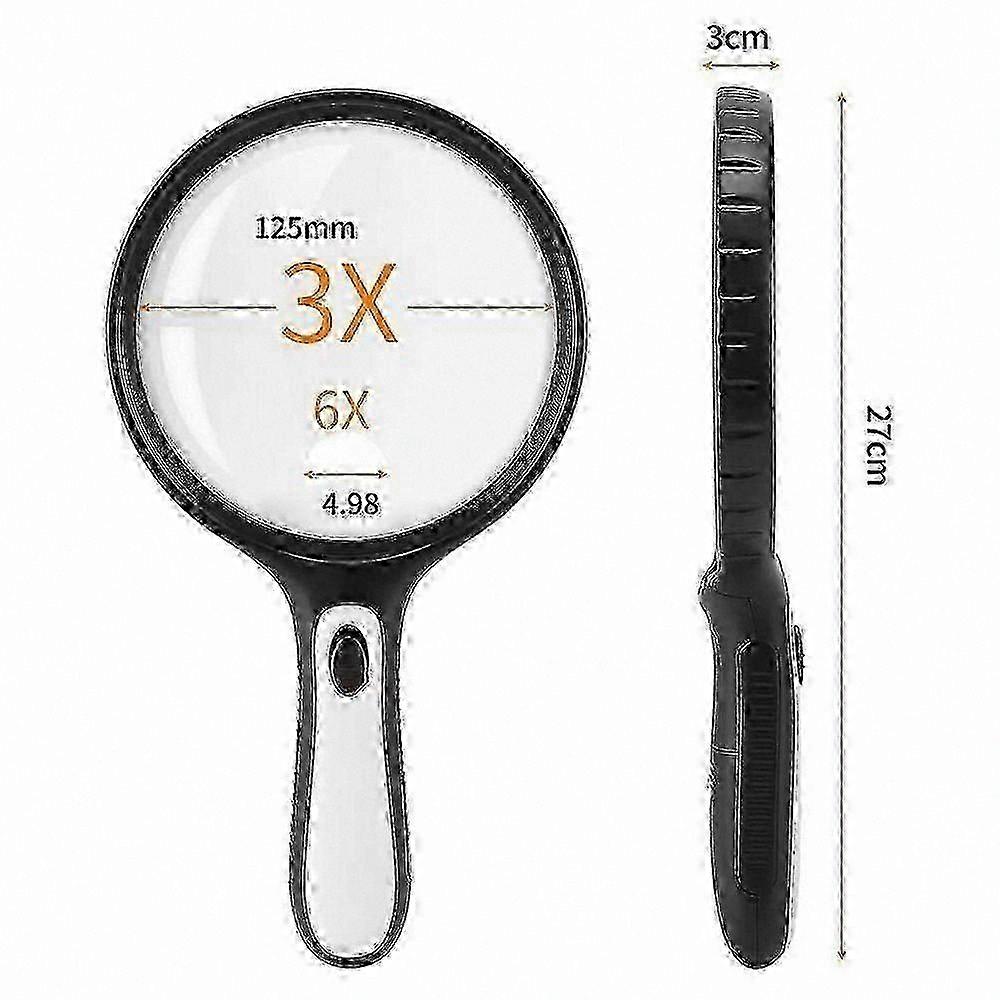 Illuminated Magnifier with 4 LED Lights for Reading and Hobby Use by Visually Impaired Seniors