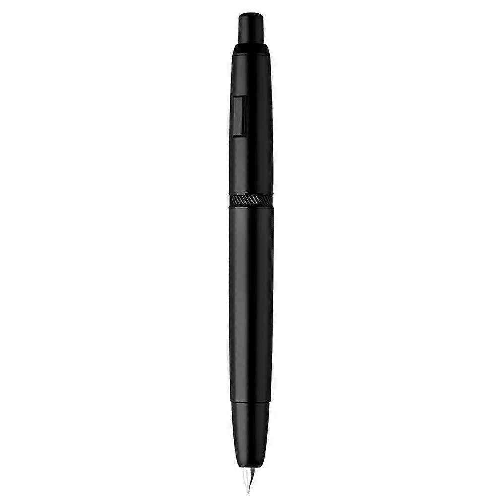 Majohn A1 Press Fountain Pen with Box, Retractable Extra Fine Nib Metal Matte Black Ink Pen with Converter for Writing (No Clip Version)