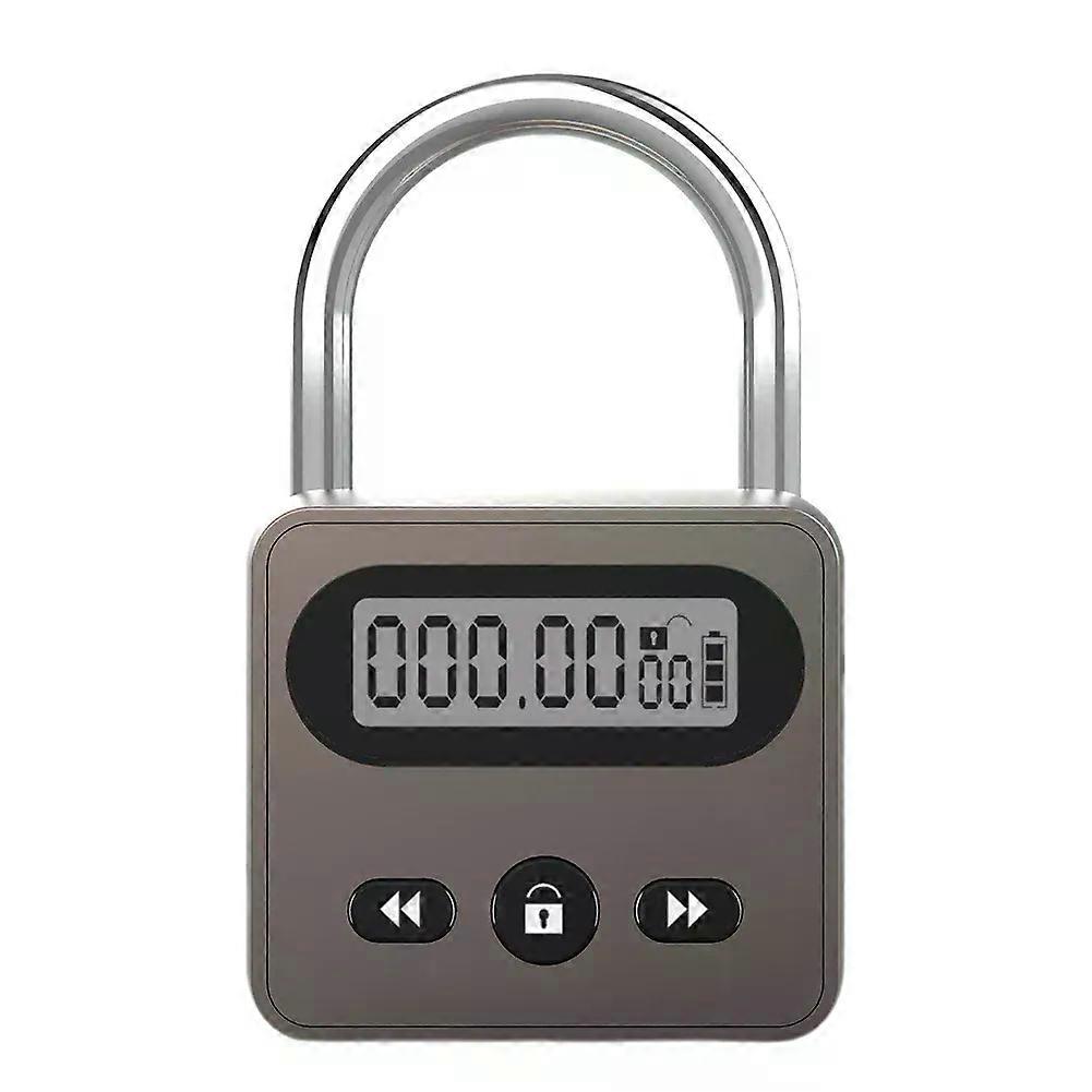 1pc Timing Padlock Metal Timer Lock LCD Display Multi Function Electronic Time 999 Hour Timing Anti-addiction Electronic Lock