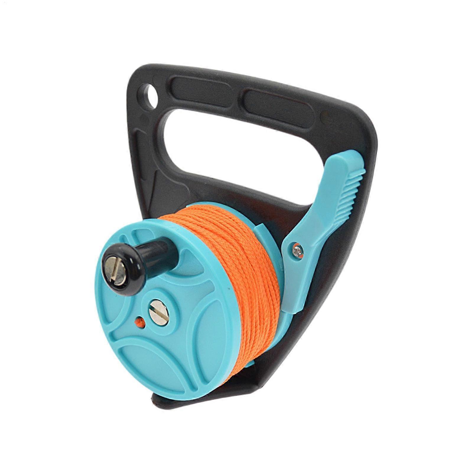 Scuba Diving Reel High-Visibility Retractable Nylon Cord 150 Feet With Thumb Retainer Blue