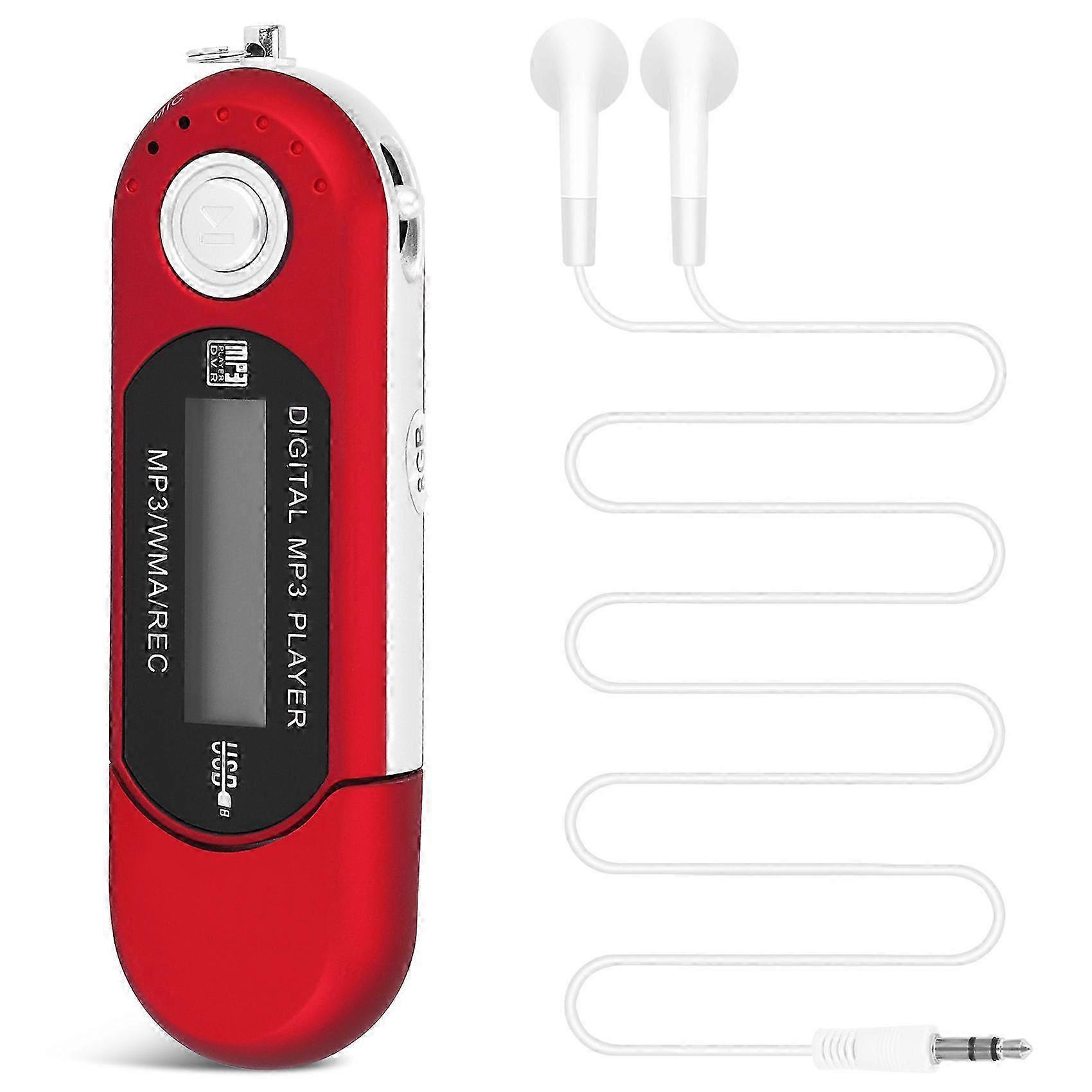 8G USB Flash Drive MP3 Player with FM Function, Red Walkman Style