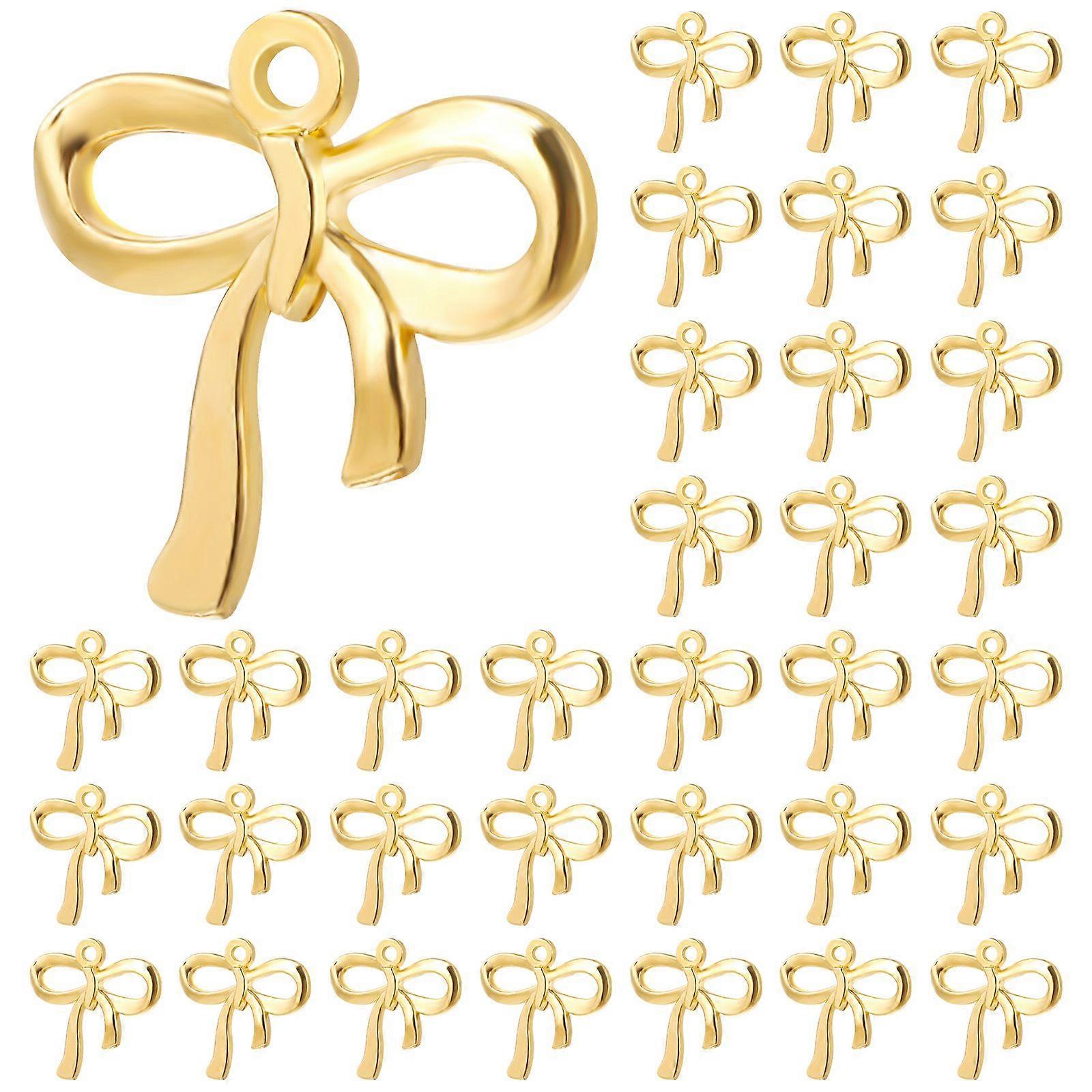 100Pcs Alloy DIY Materials Bowknot-Shape DIY Jewelry Accessories (Golden)