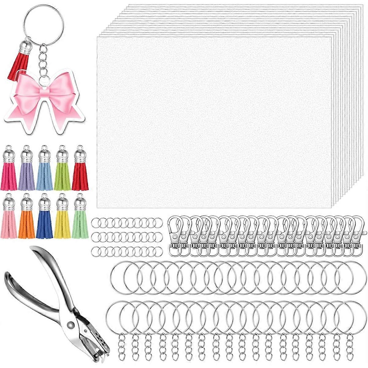191Pcs Shrinky Plastic Sheets Kit with Chain Hole Punch for Craft