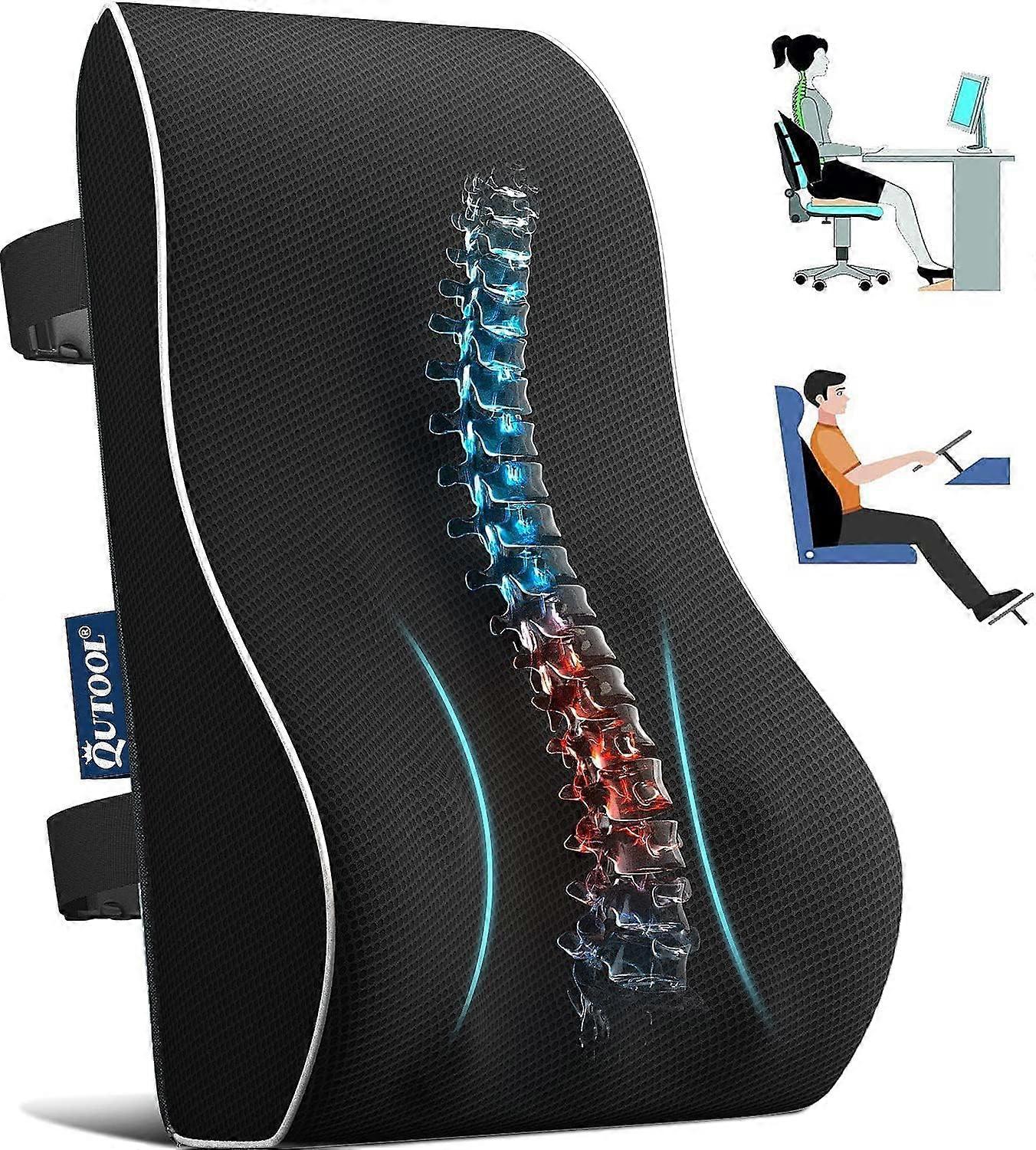 Lumbar Support Pillow for Office Chair Memory Foam Back Cushion with Adjustable Straps