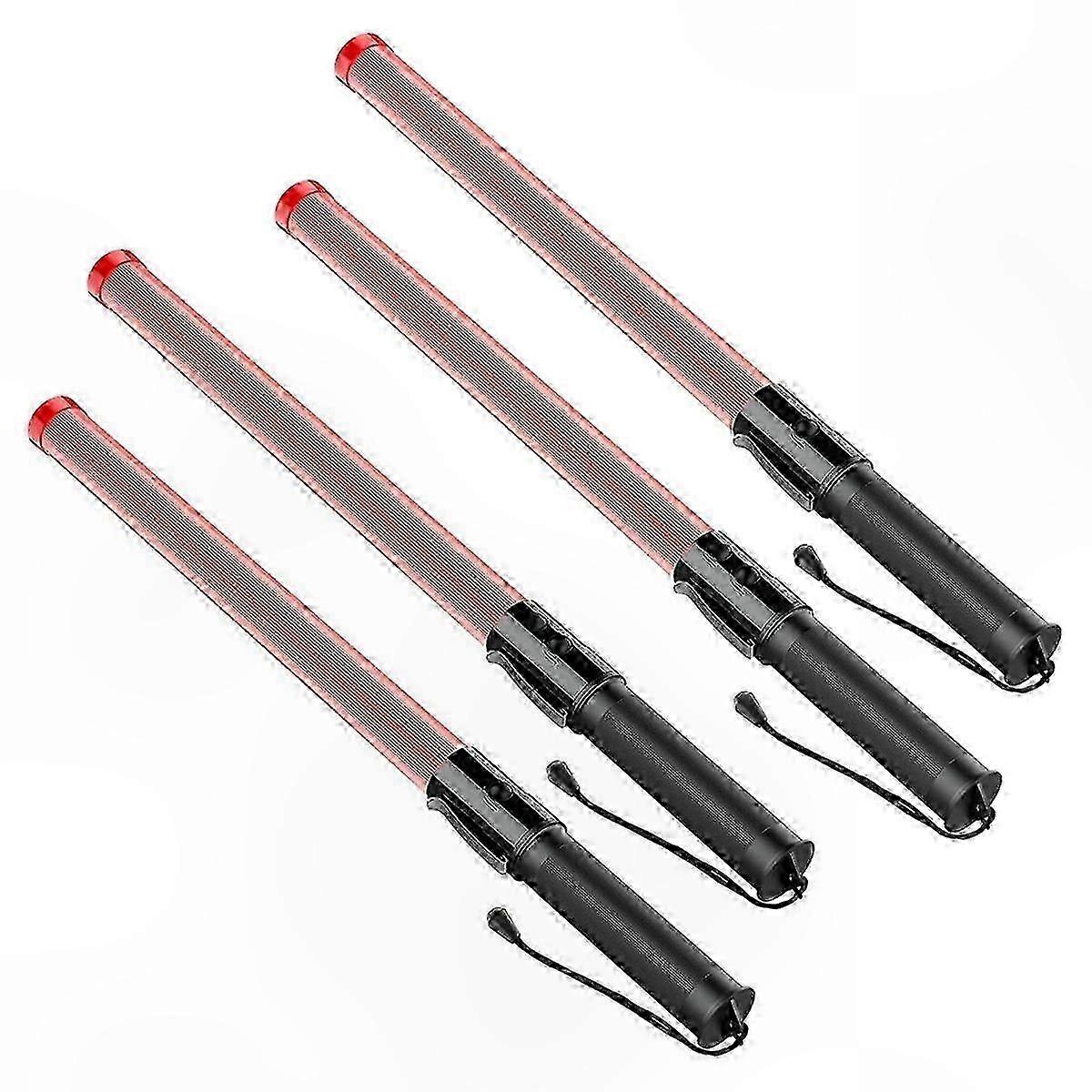 21" LED Safety Wand with 2 Flashing Modes, 4-Pack Traffic Control Light Baton for Visibility