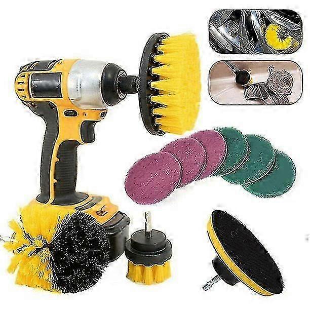 Tile Grout Power Scrubber Cleaning Drill Brush Kit - 10pcs/set