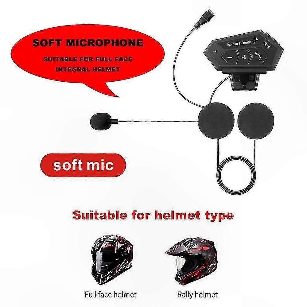 Bluetooth Motorcycle Helmet Headset with Noise Cancellation and Microphone for Hands-Free Calls and Music Sharing