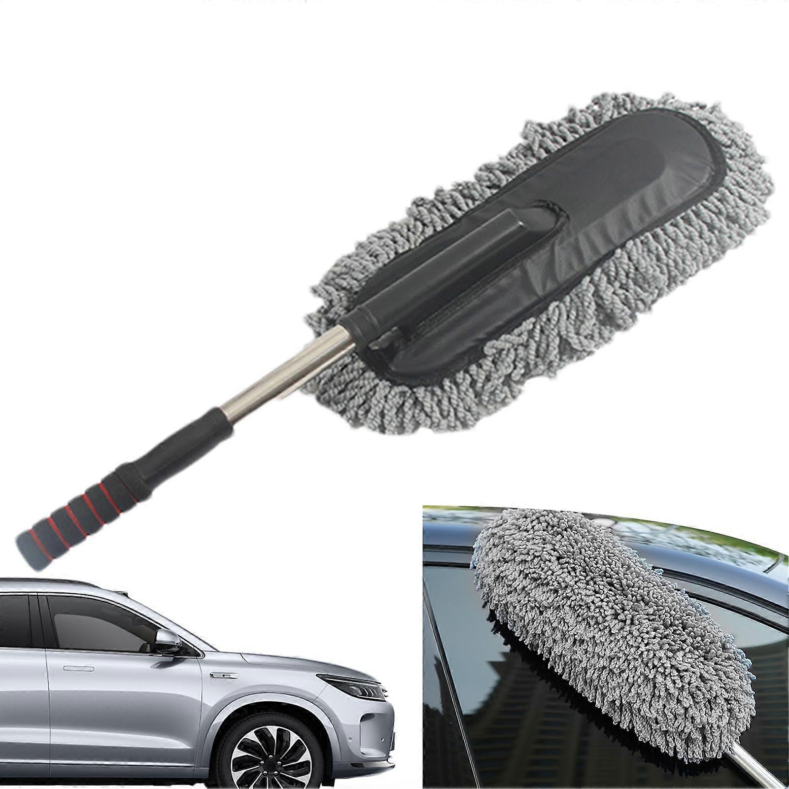 Car Duster   Brush With Large Cleaning Head  Keeps Car Clean Grey