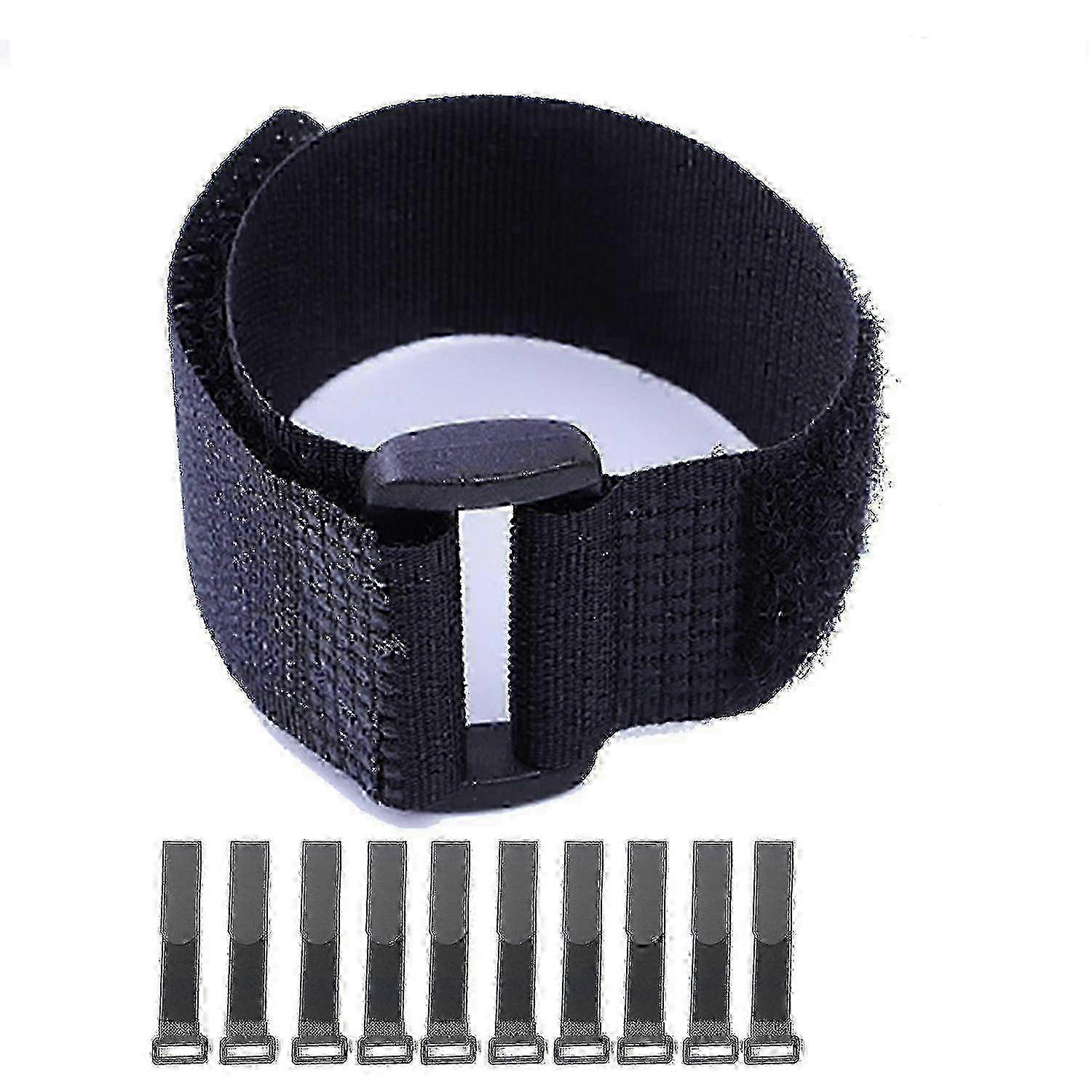 Self-Adhesive Hook and Loop Cable Straps with Buckles - Adjustable & Reusable Nylon Straps for Organizing Wires in Black