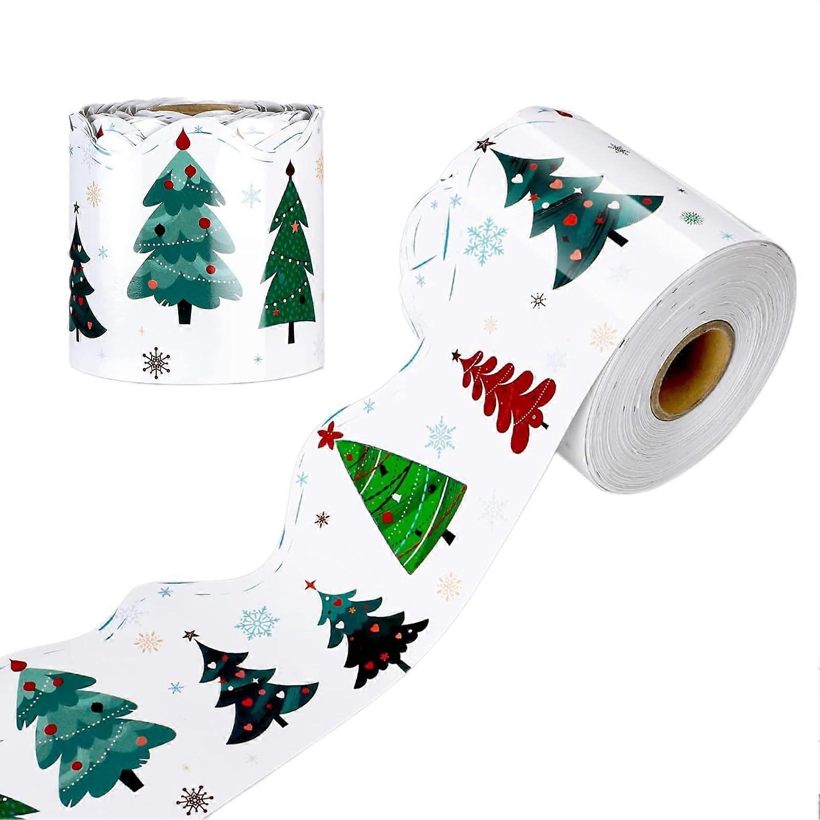 Christmas Tree Classroom Board Stickers - Vintage Bulletin Board Border for Home, Offices, Windows, and Walls