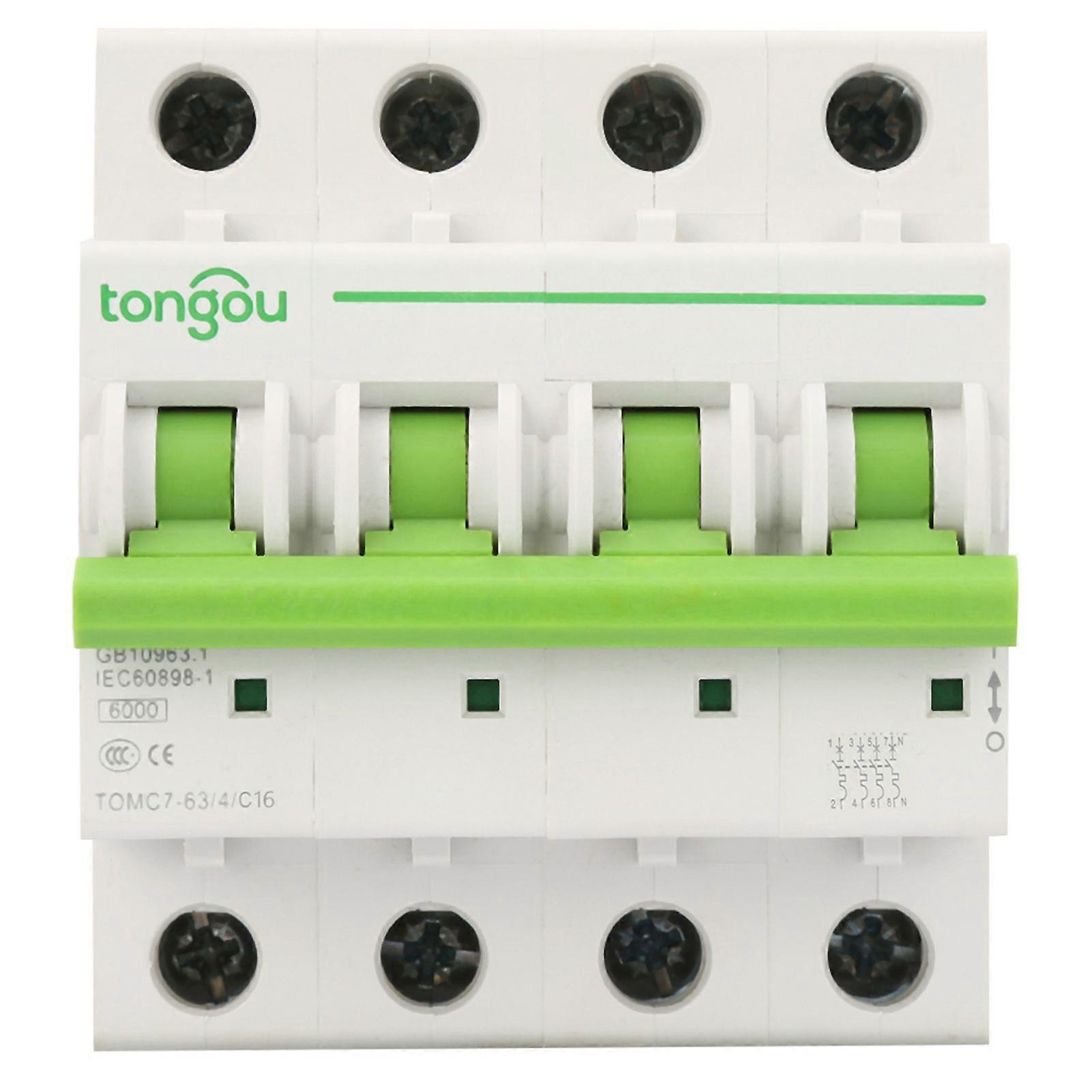 TOMC7-63 4P C type 6KA Miniature Circuit Breaker Leakage Protection Air Switch(16A)