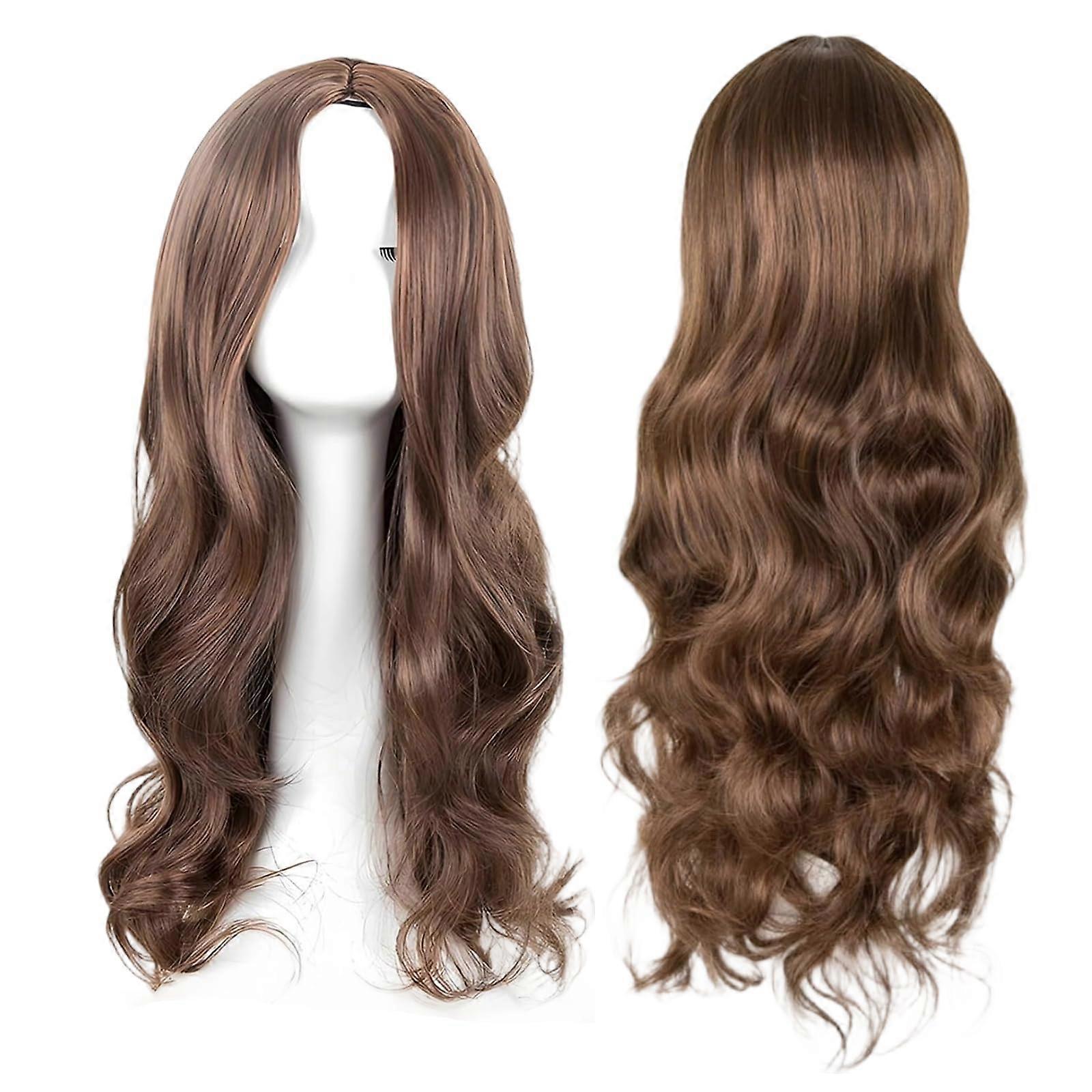 Ladies Wigs 70 Cm Long Curly Synthetic Wig For Daily Wear, Easy To Style, Cosplay And Parties Brown
