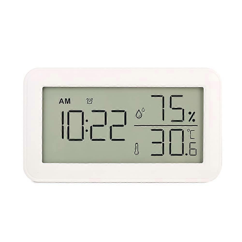 Thermometer Hygrometer Indoor With Alarm Clock LCD Digital Thermometer For Room Living Room Wine Cellar White