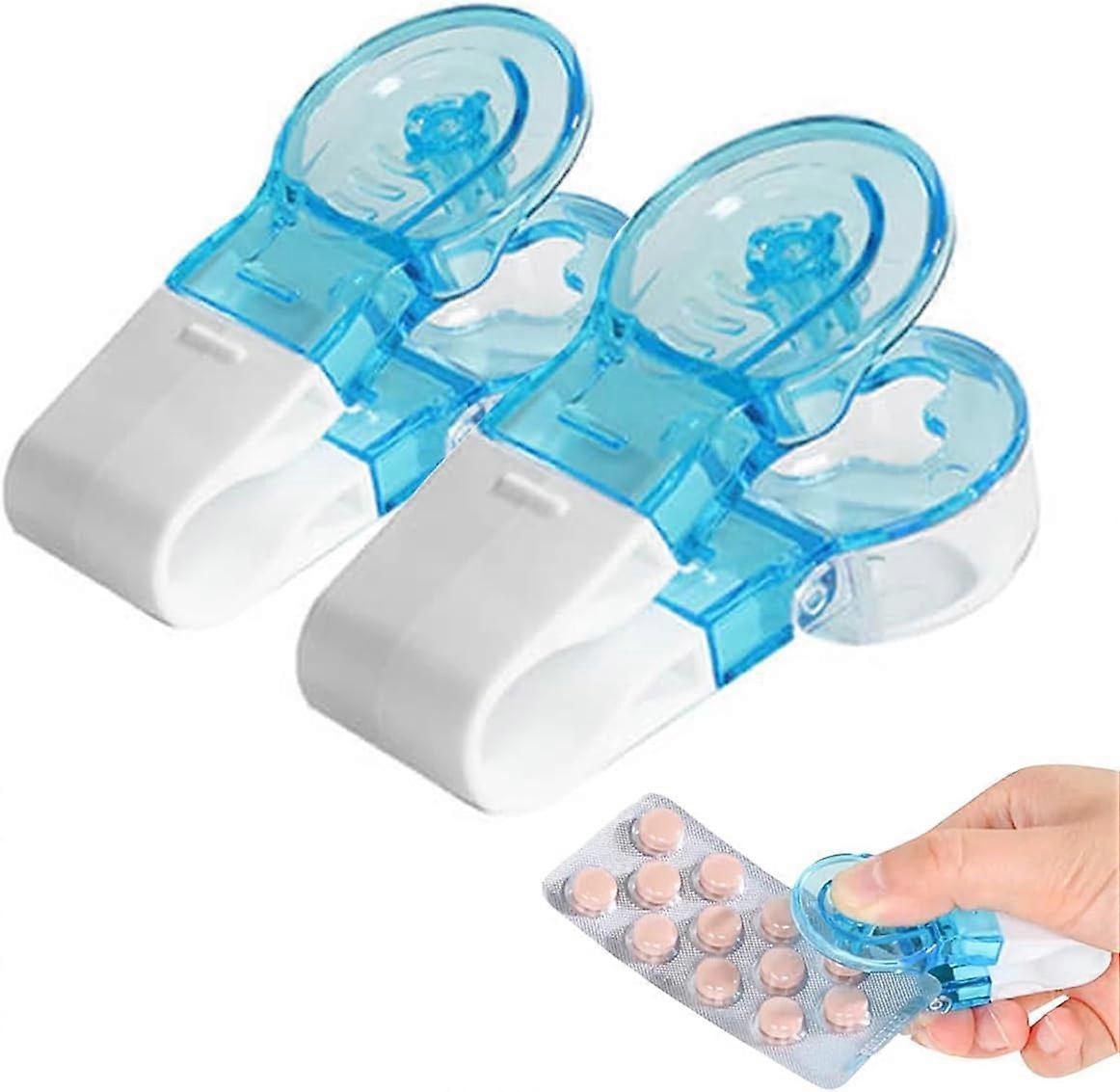3Pcs Portable Pill Taker,Portable Pill Taker Remover, Pill Cutter,Tablet Dispenser,Portable No Cont