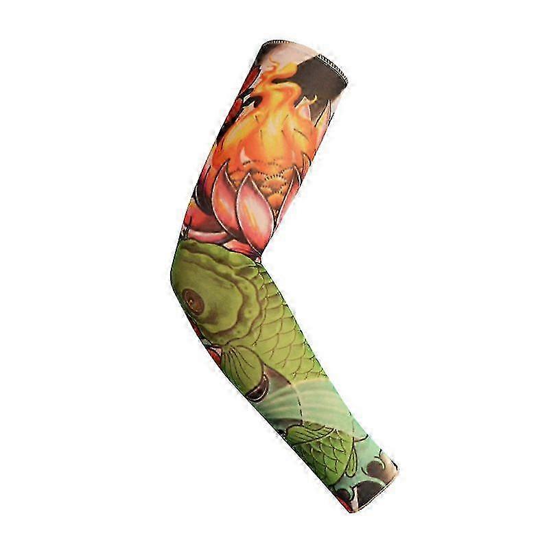 Fake Temporary Tattoo Sleeves Adult Women Men Slip on Elastic Arm Stockings Unisex Party Halloween Tattoo Biker Sun Block 1Pair-GKK010
