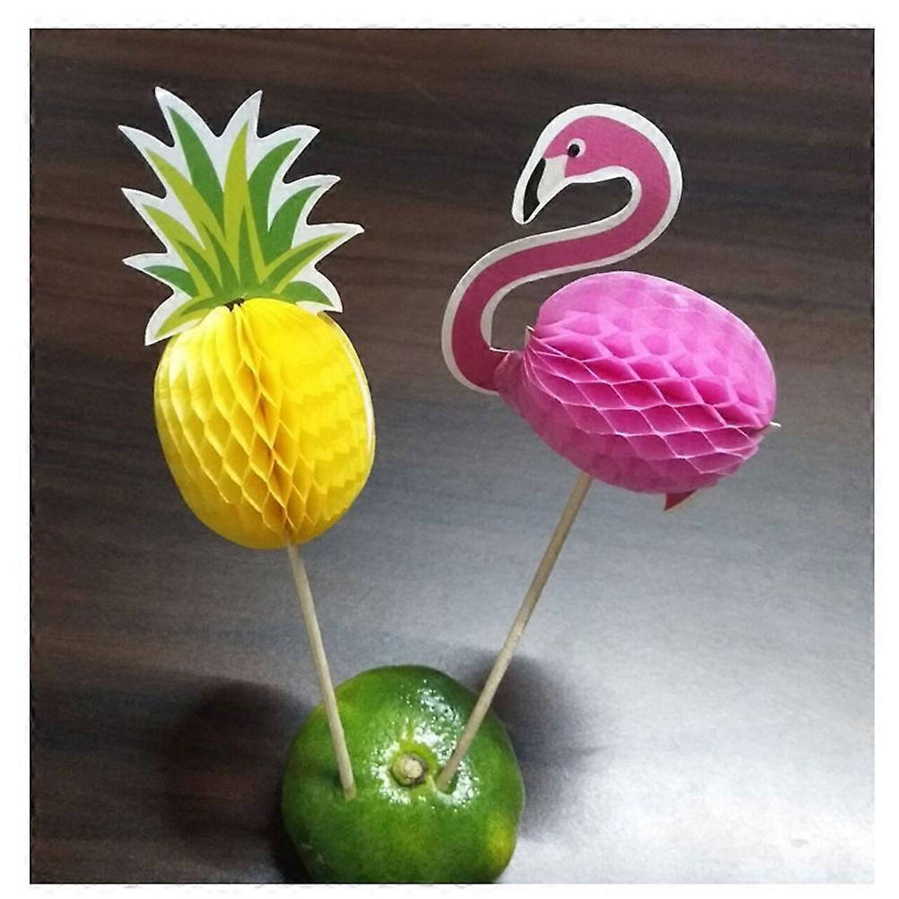 Flamingo Cupcake Toppers with Toothpicks for Decoration Food Safe Paper and Wood 100 Pieces
