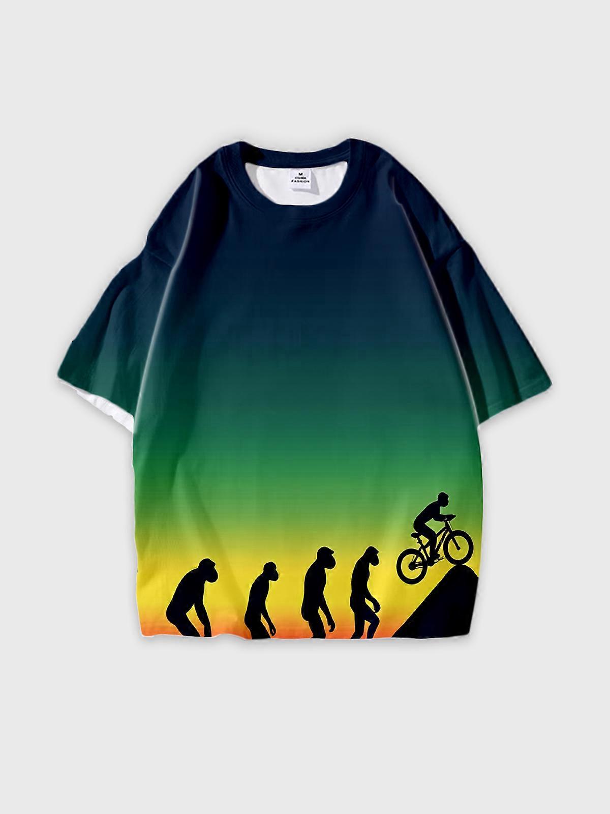 T-Shirt Short Sleeve Round Neck, Summer Casual Loose Graphic Tee, Unisex Pattern W2510