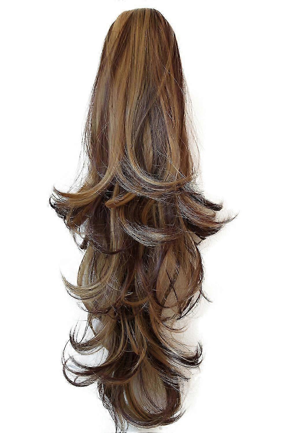 20" Hairpiece Ponytail Clip On Extension With Butterfly Claw Voluminous Wavy
