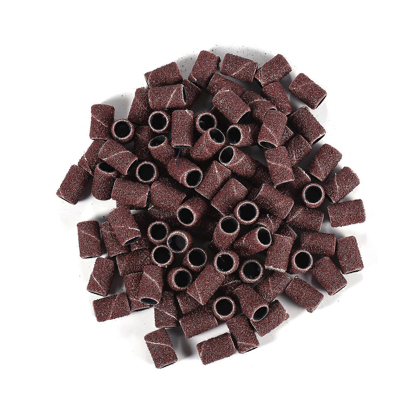 300pcs Sanding Bands with 2 Nail Drill Bits for Manicure Nail Drill Machine 80# 120# 180# Coarse Meduim Fine Grit 100pcs for Each E-file Sand Set