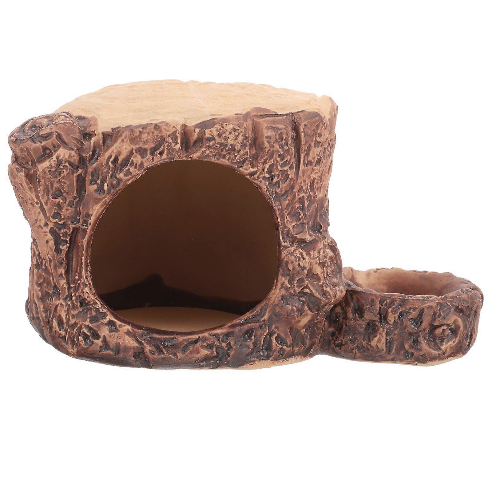 Ceramic Hamster Hideout Hamster Stump Shape Cooling Nest for Hamster Small Pet Hiding House