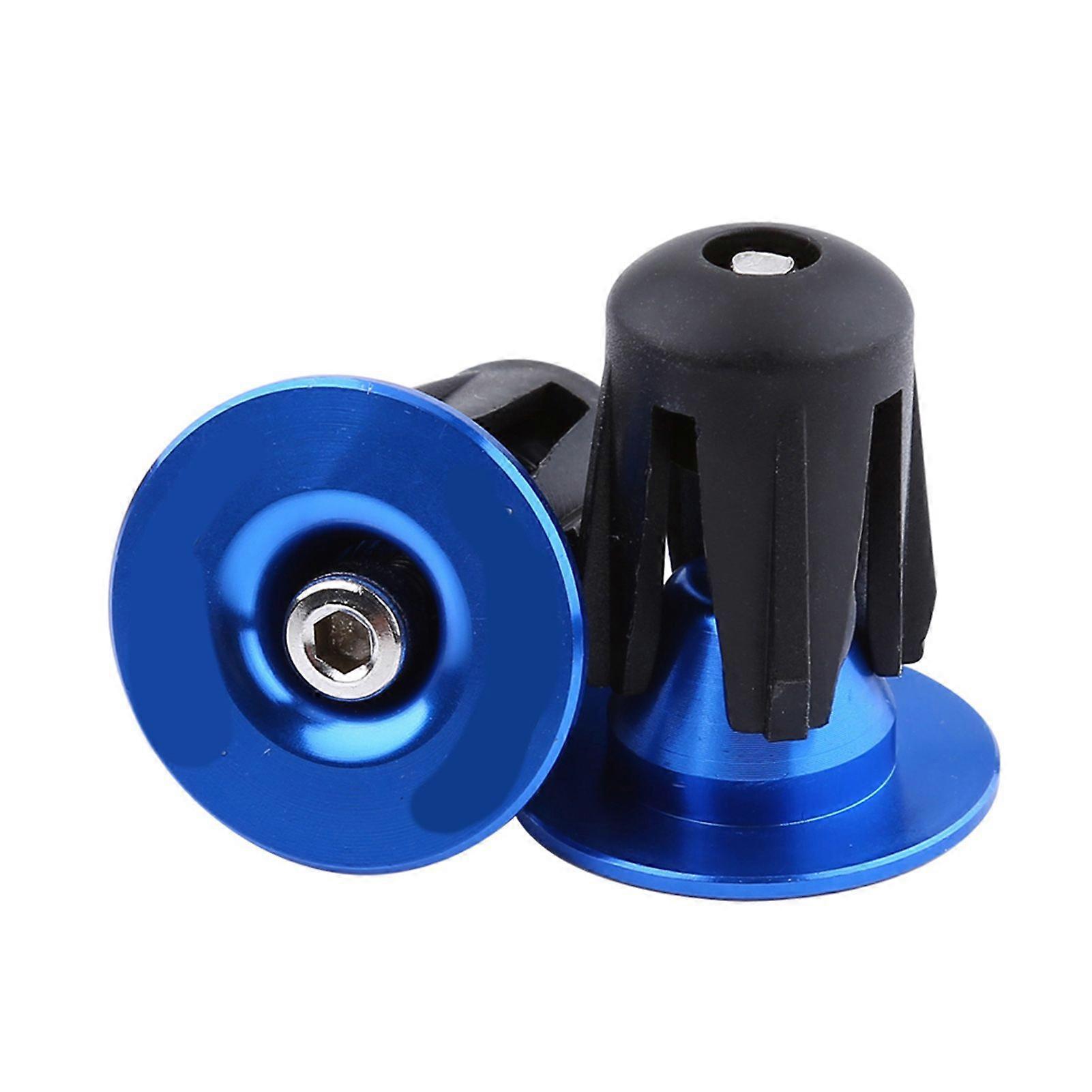 2pcs Colorful Aluminum Bike Bicycle Handlebars Bar Grips End Plugs Caps (Blue)