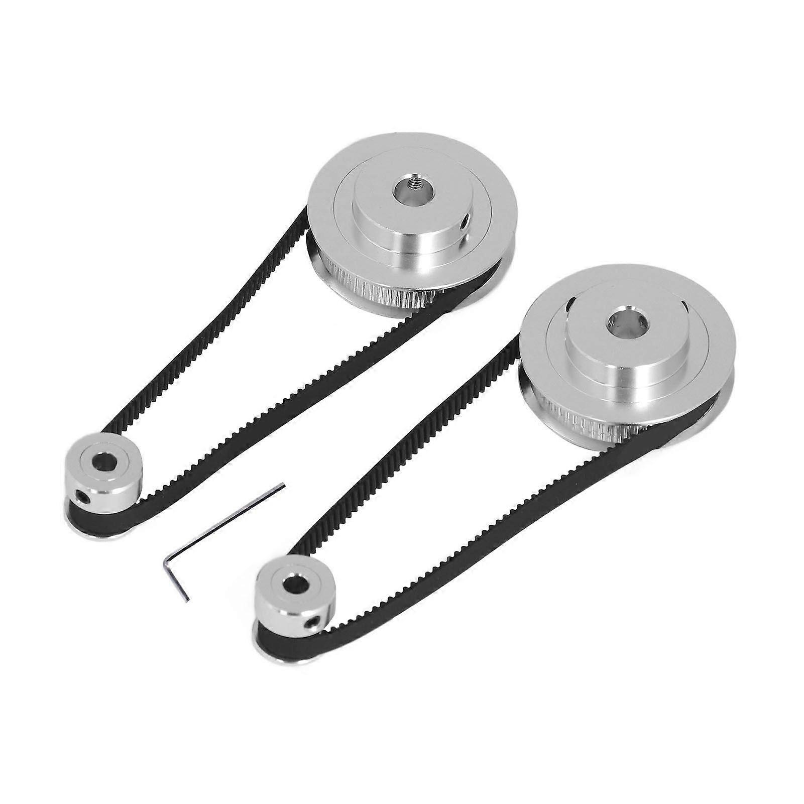 Timing Pulley Set 20 Teeth 60 Teeth Aluminum Synchronous Wheel with 280mm Length 6mm Width Timing Belt for 3D Printer 8mm/0.3in 60 Teeth Bore 5mm/0.2i