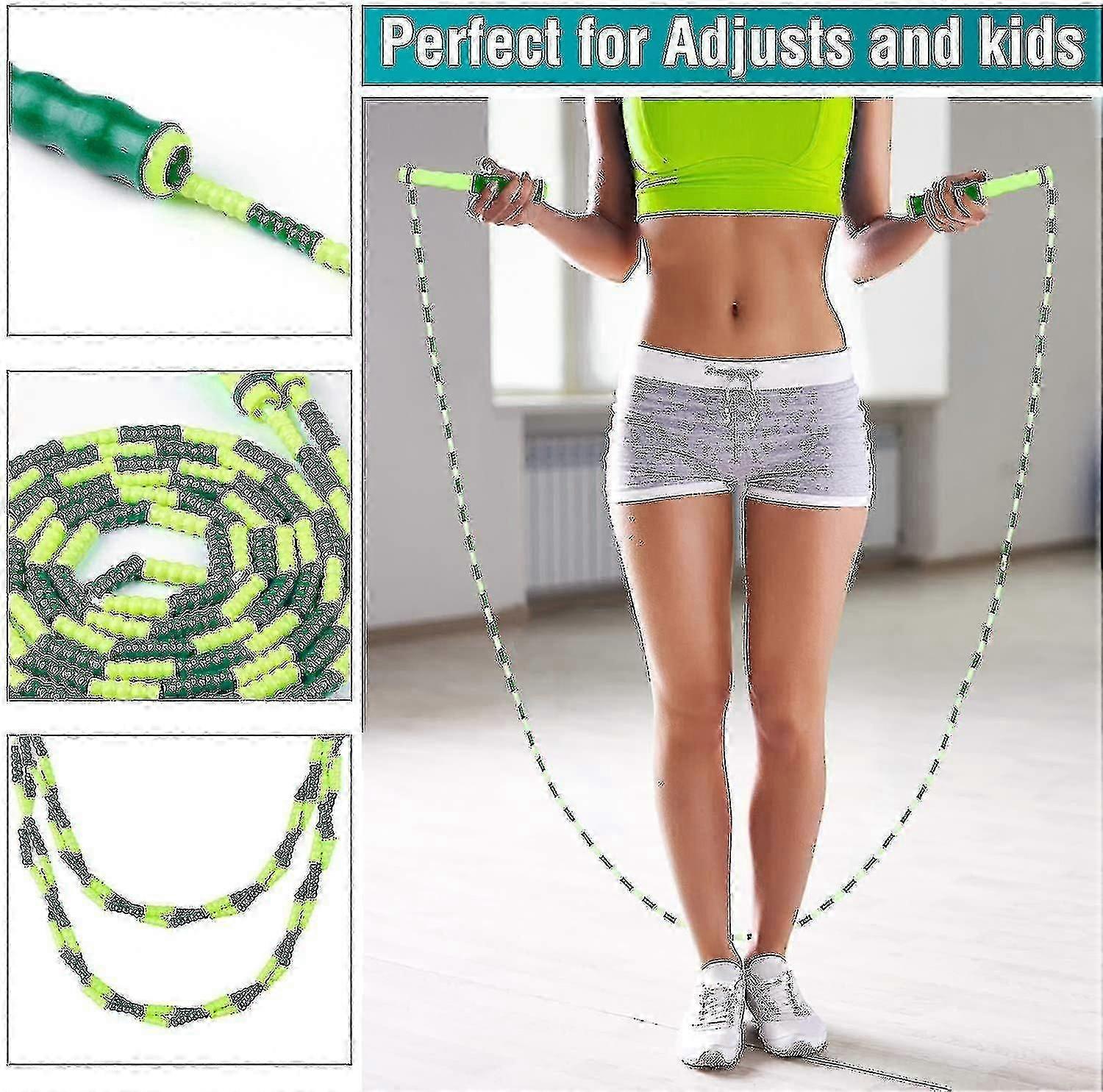 Jump Rope Soft Beaded Skipping Rope, Premium Adjustable Free Segmented Tangle-free