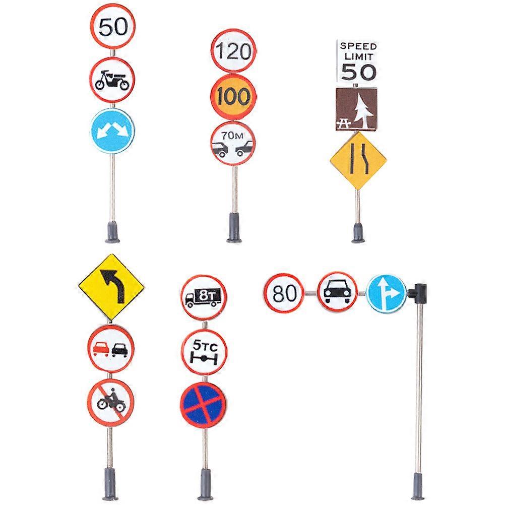 Mini Traffic Signs Miniature Sand Table Accessory for Decoration 24Pcs