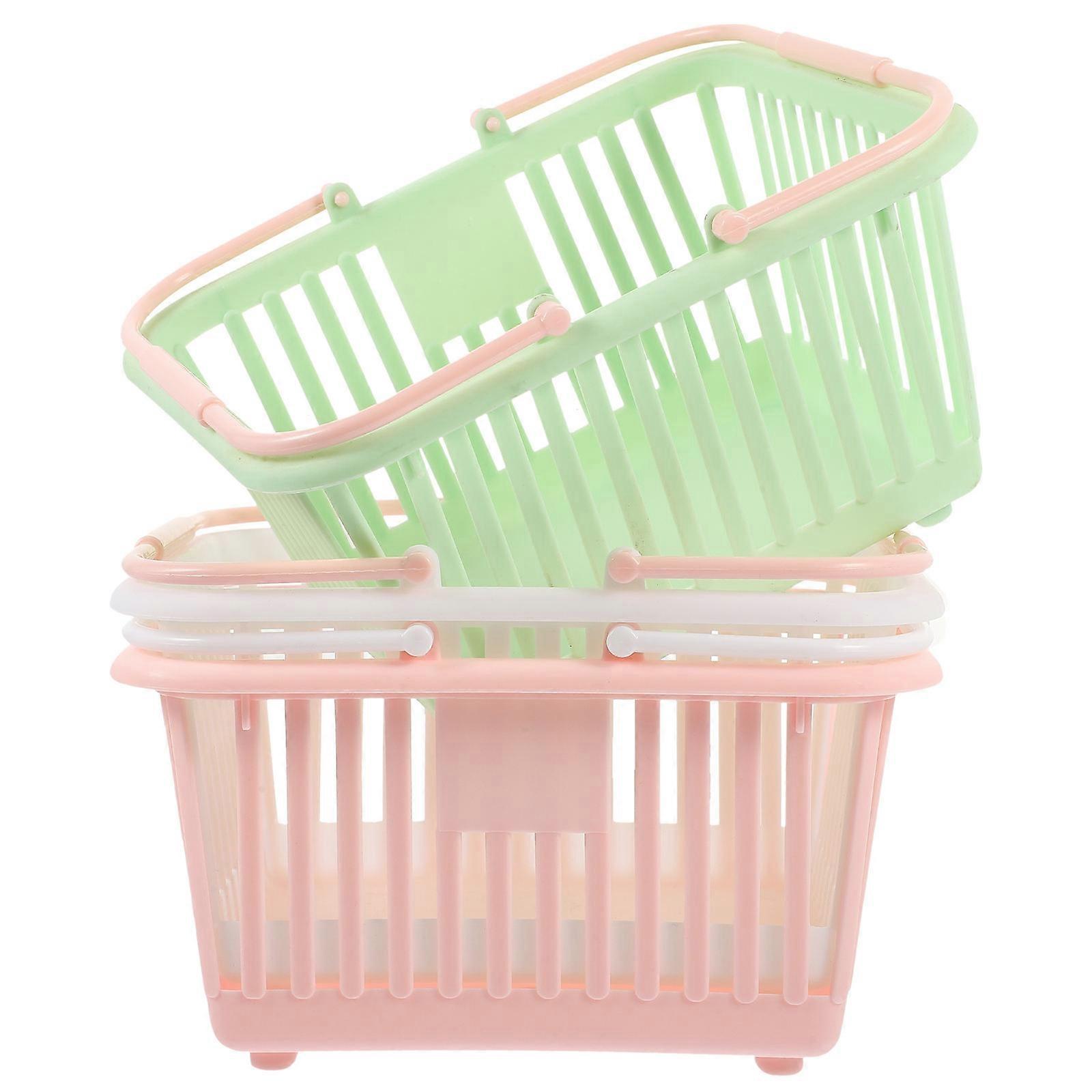 Small Plastic Basket Portable Storage Basket for Storage with Handle 15Pcs