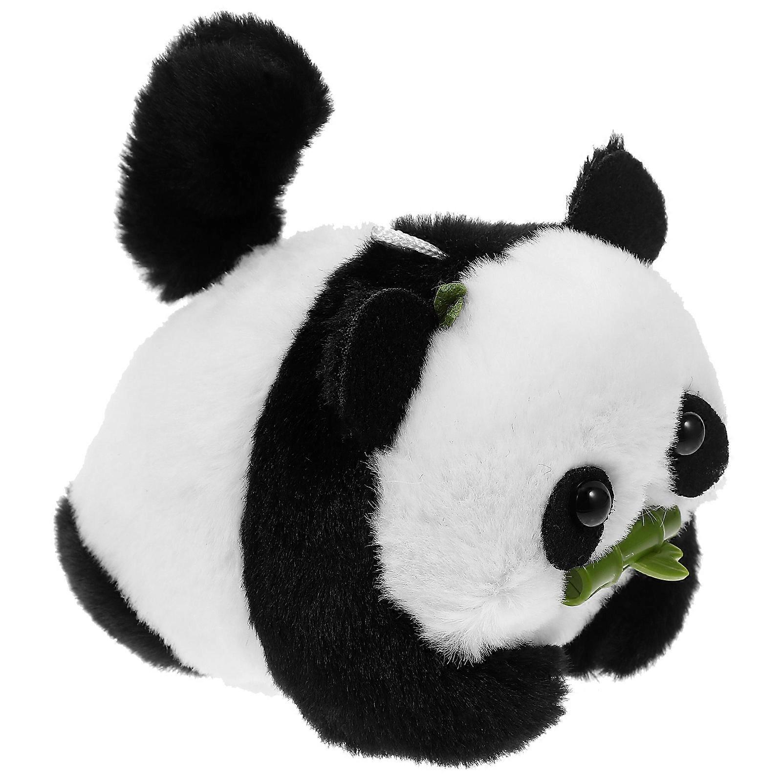 Plush Panda Stuffed Animal Pendant for Decoration 2Pcs Tail Wagging Keychain