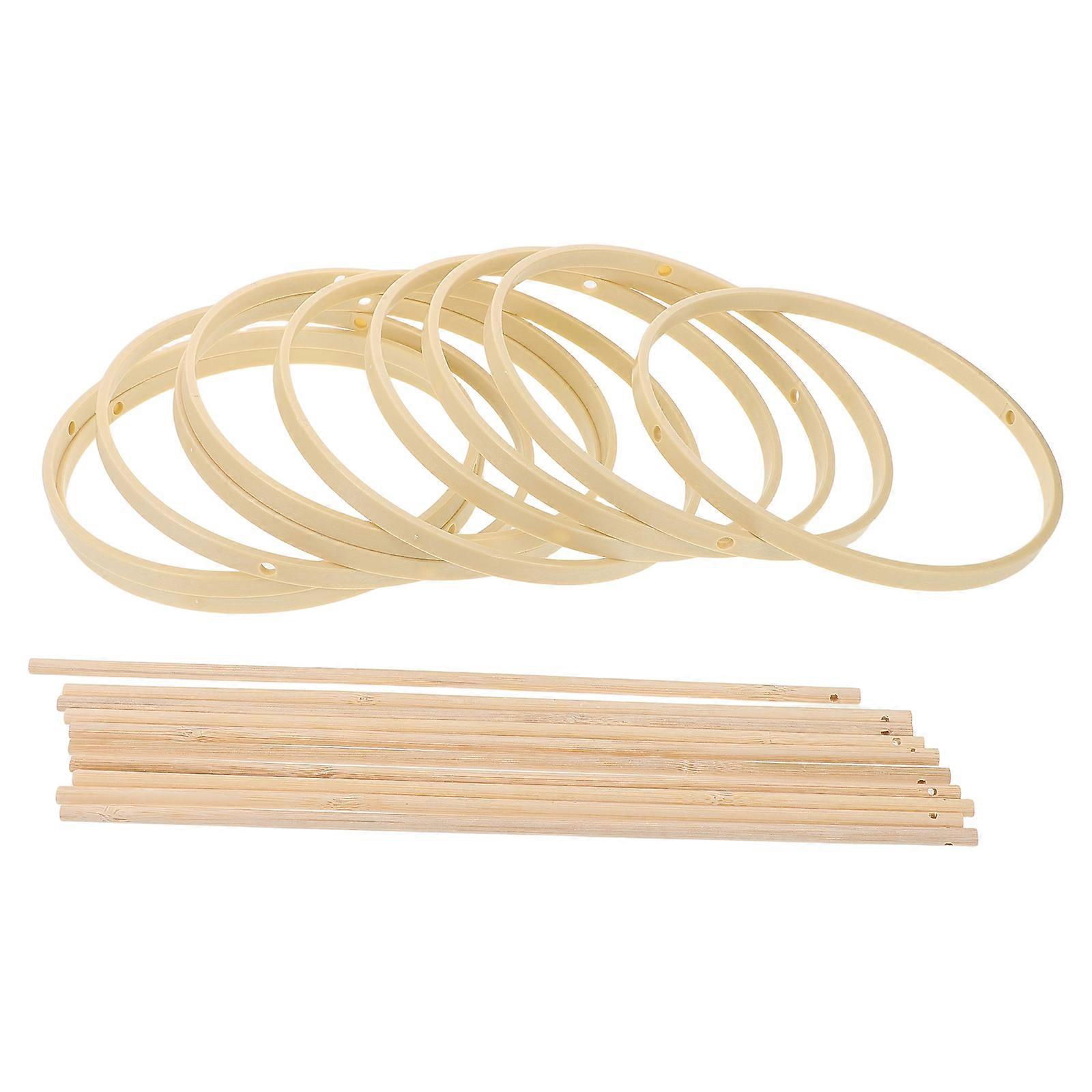 DIY Round Hand Fan Frame for Fan Making Kit 10Sets Beige