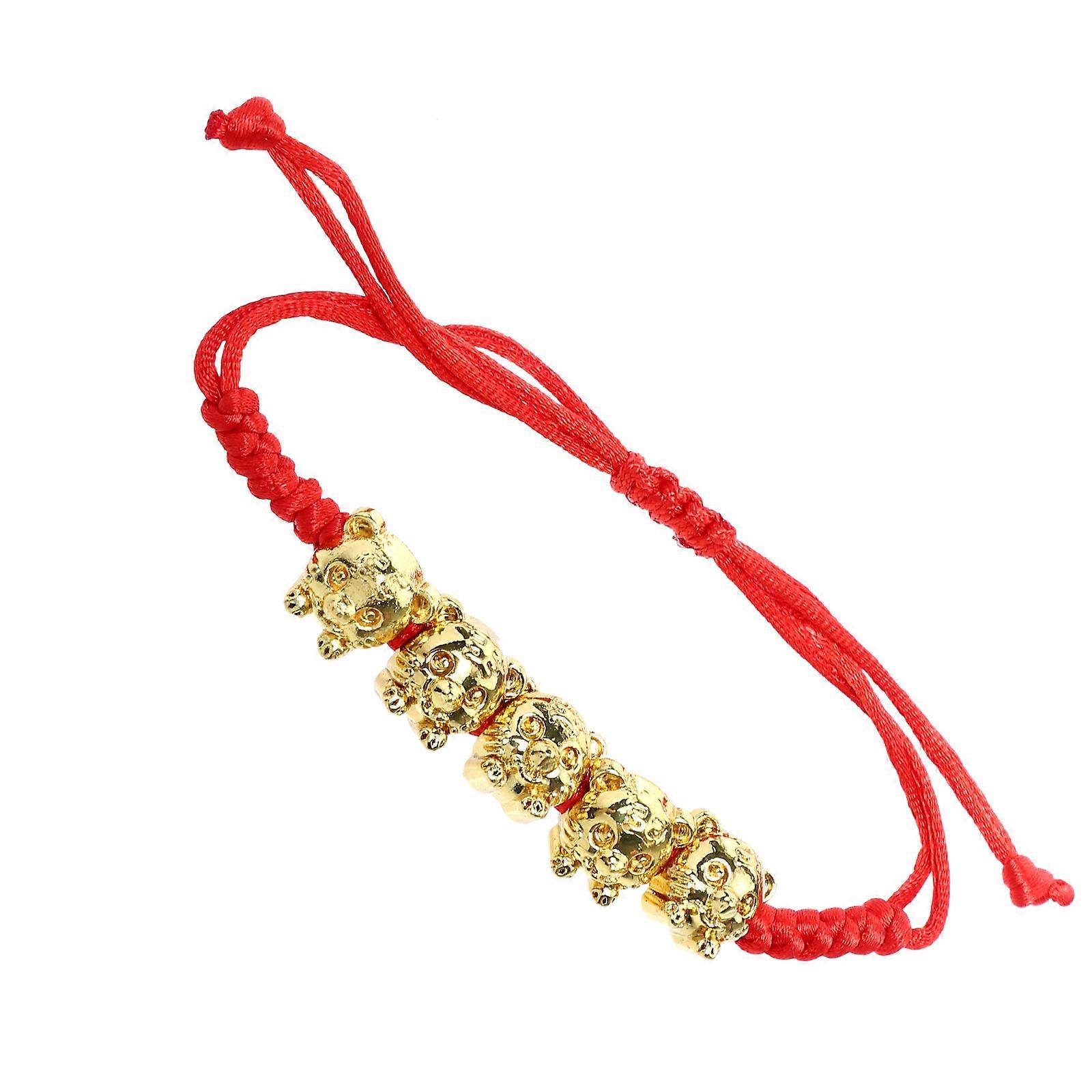Tiger Year Red String Bracelet Amulet for Protection with Red Knot