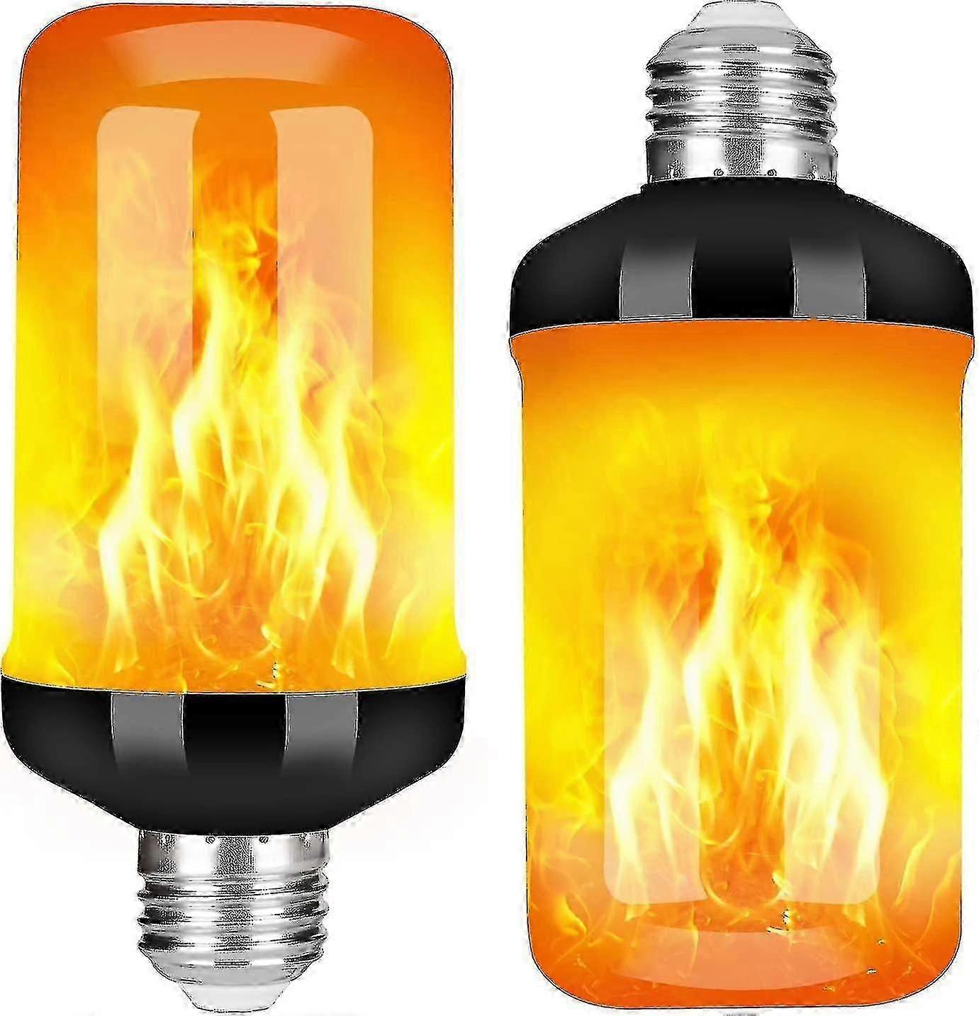 Led Flame Effect Fire Light Bulb, Upgraded 4 Modes Flickering Fire Christmas Decorations Lights, E26 Base Flame Bulb With Upside Down Effect(2 Pack)-d