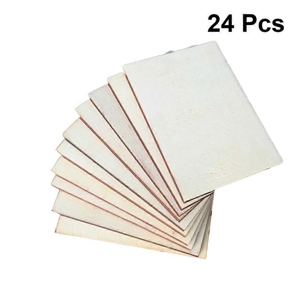Handpainted Wooden Slices DIY Handicraft Accessories for 24Pcs Rectangular Wood