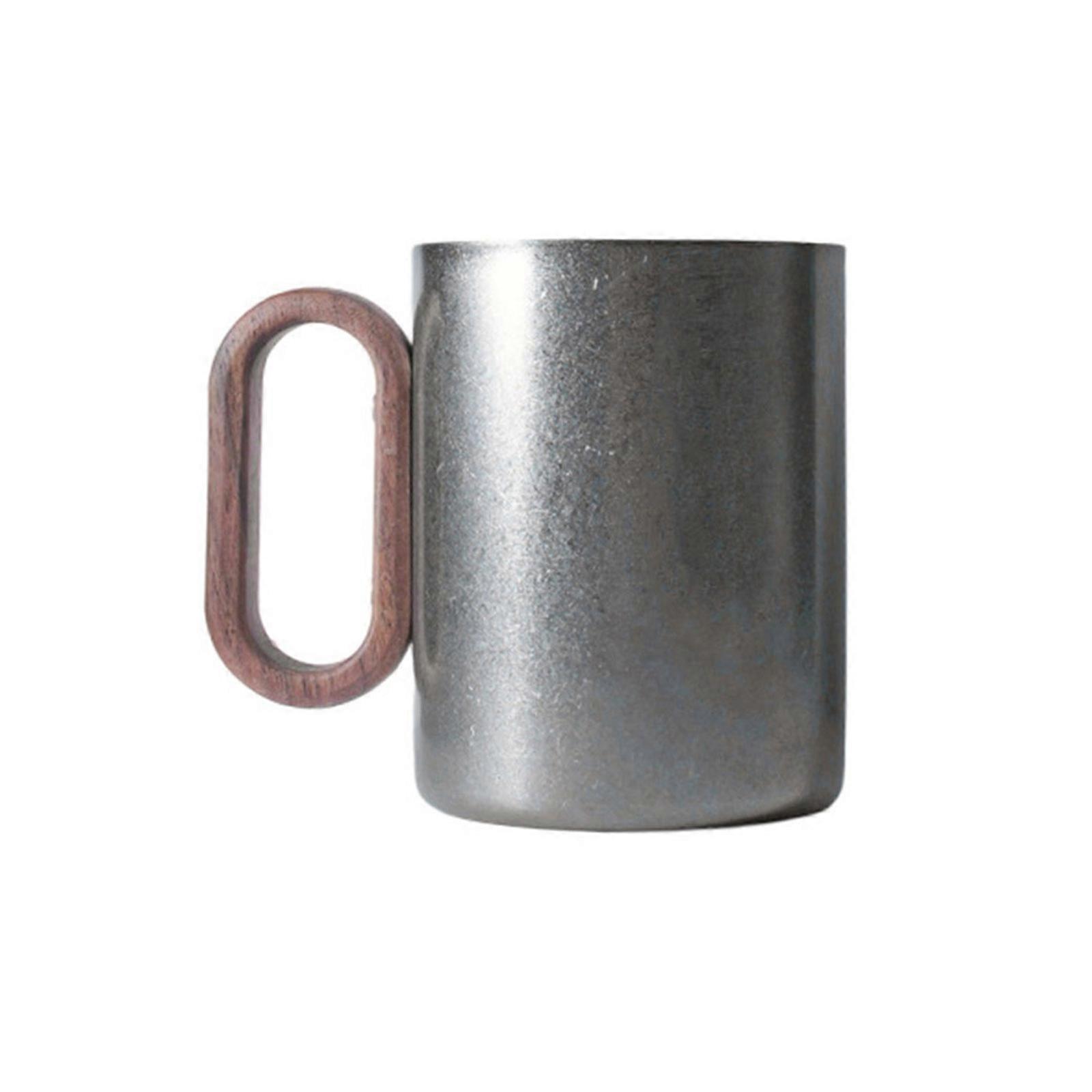 Contemporary Plan Steel Drinking Cup With Smooth Oaken Handle 304 Against Oxidation Building Heat Security Multicolor