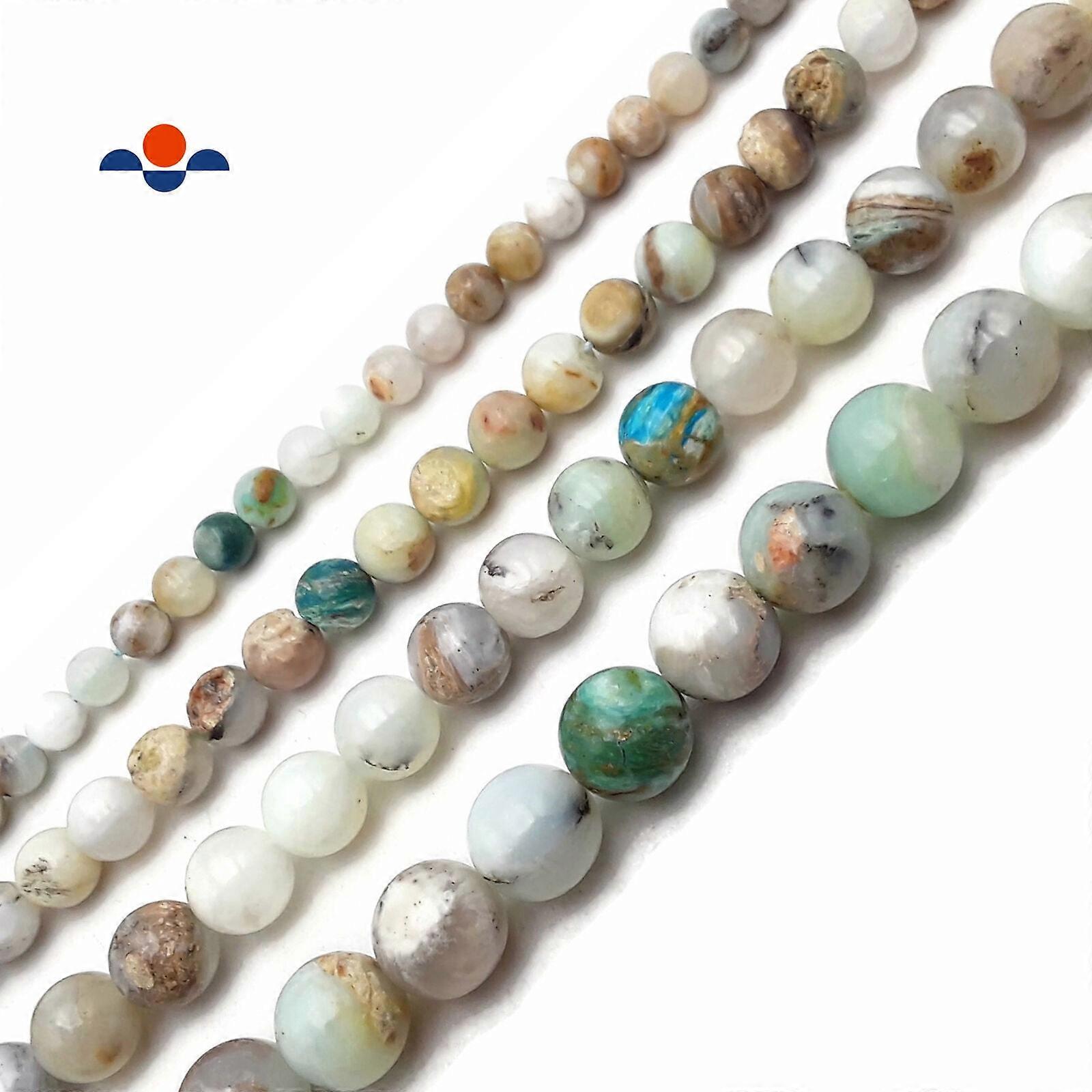 Natural Multi-Blue Opal Smooth Round Beads Size 8/10/12mm 15.5" Strand