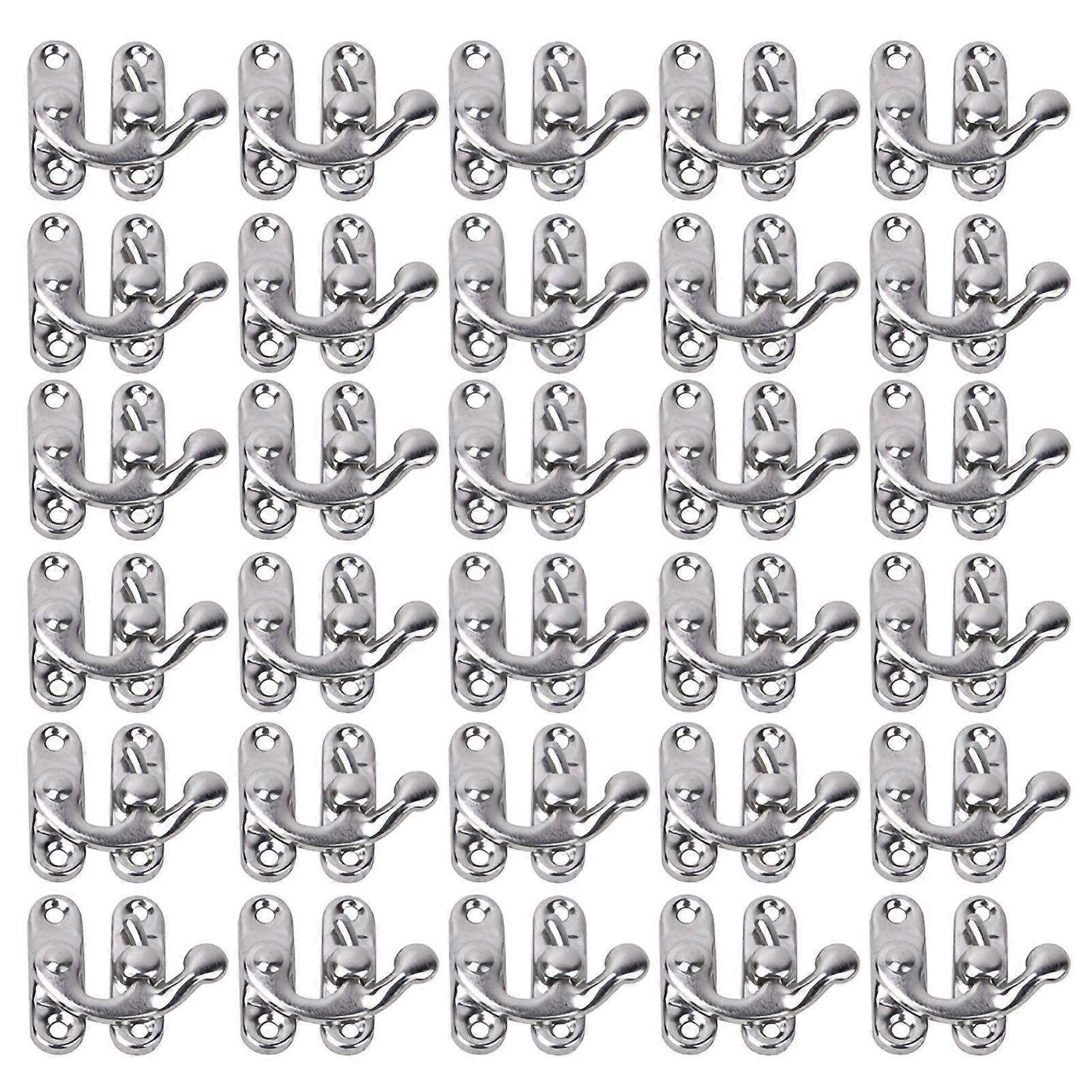 30 Pcs Hasp Hook Retro Style Iron Latch Hook Hasp for Jewelry Gift Boxes 3.2 x 2.8cmSilver Left Latch Hook Hasp