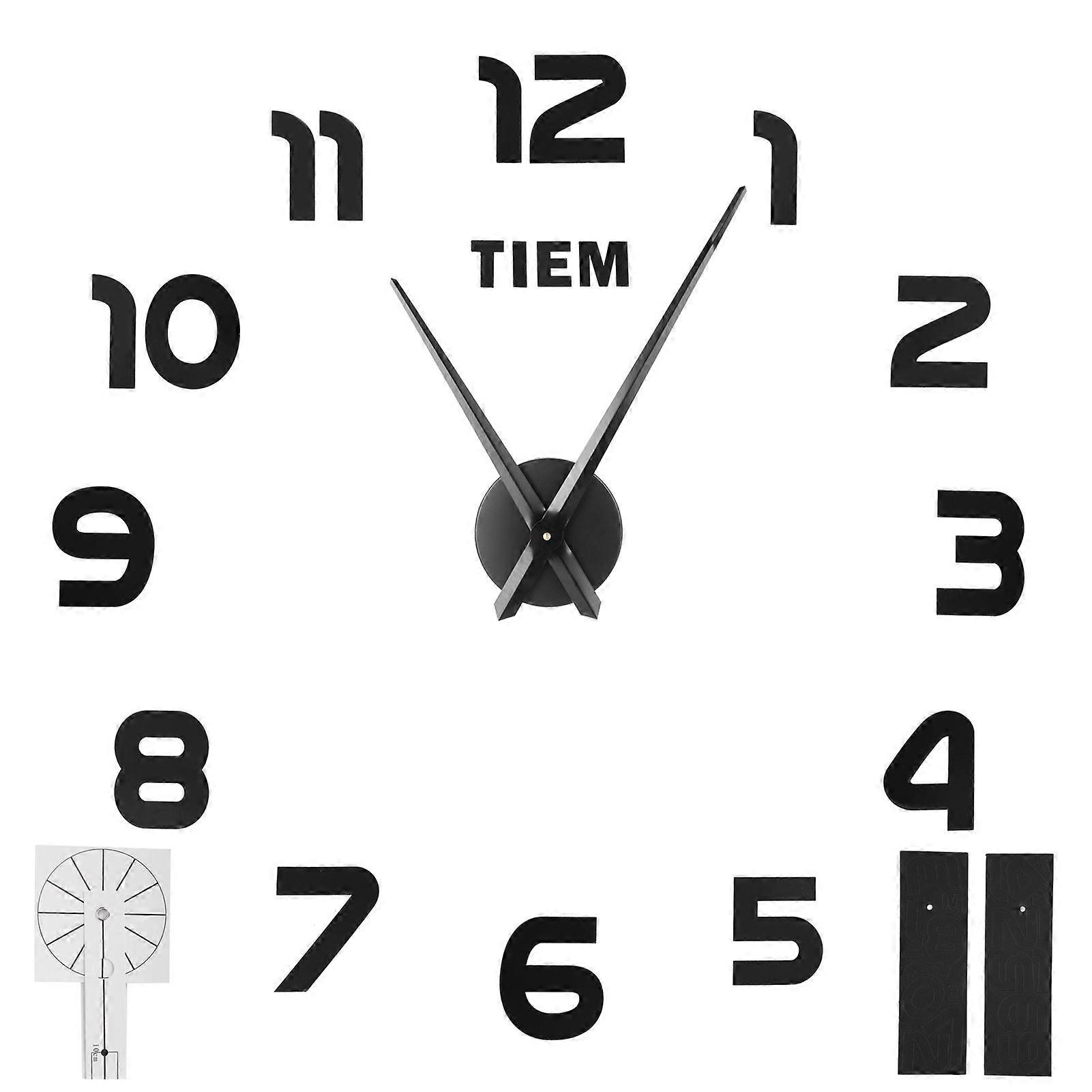DIY Wall Clock Innovative Acrylic Mirror Sticker Clock Kit for Living Room BedroomBlack