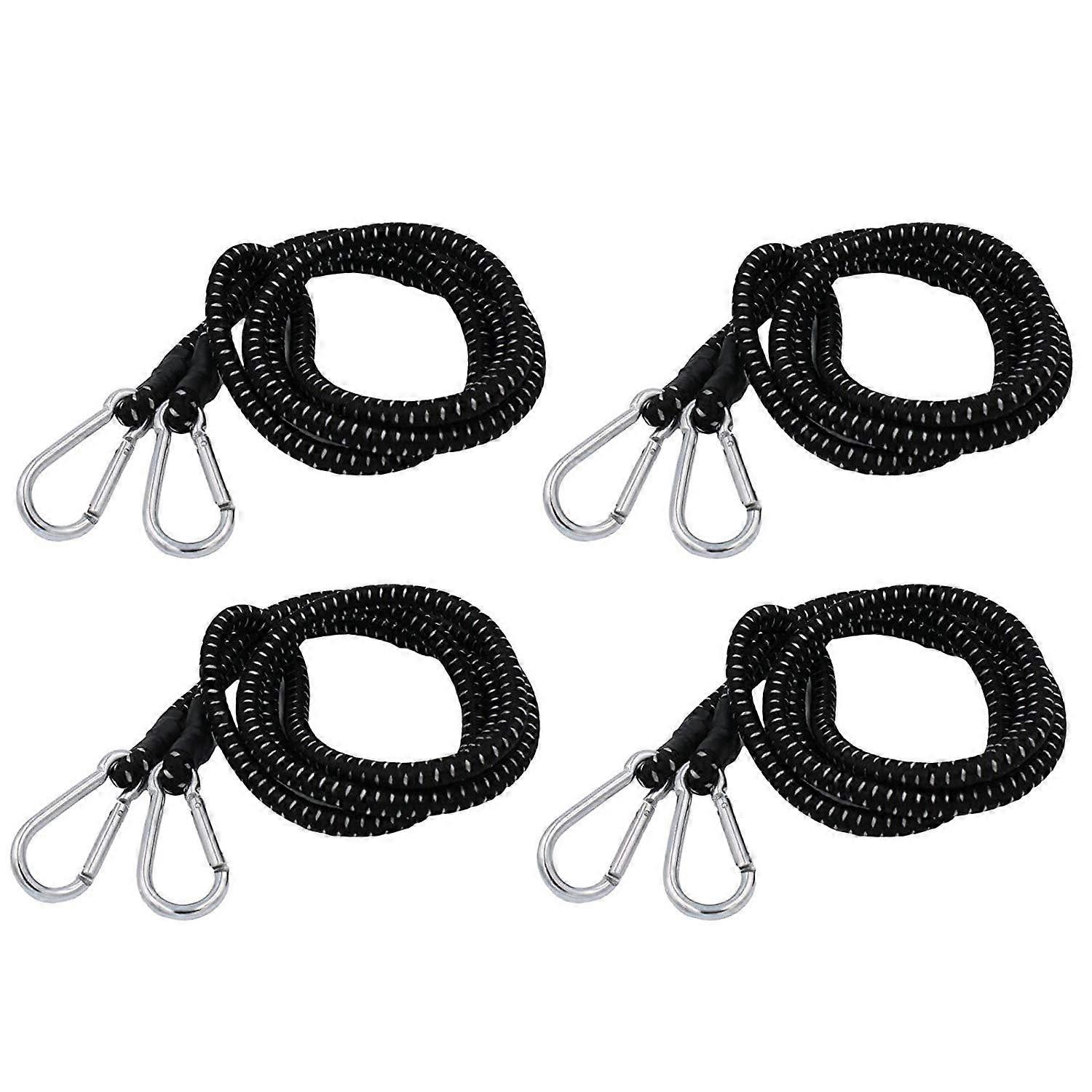 Wideskall 70" Heavy Duty Bungee Cord Black with 3" inch Carabiners Hooks Pack of 4