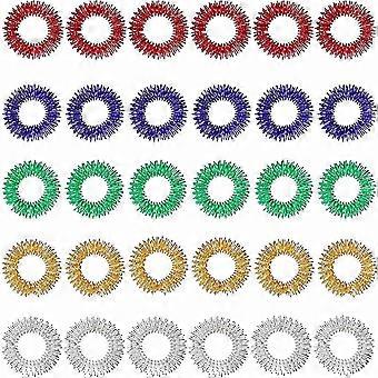 30-Pack Acupressure Rings, Sensory Spiky Finger Rings for Teens & Adults, Stress Relief and Hand Massager Tool