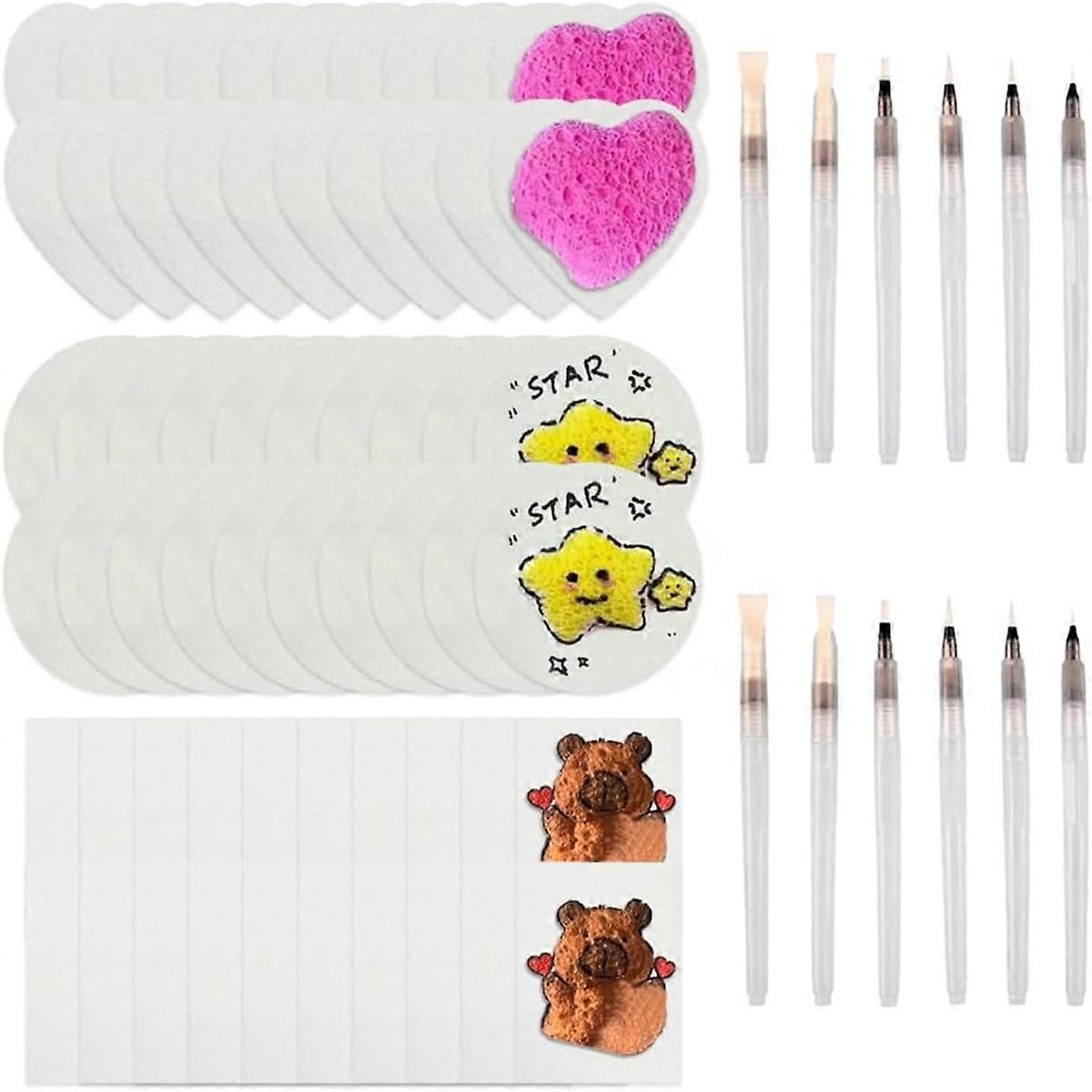 Magic Foam Texture Paper, DIY 3D Foam Painting Art Kit with 12 Water Pens, 3D Drawing Magic Canvas Sponge for Acrylic B