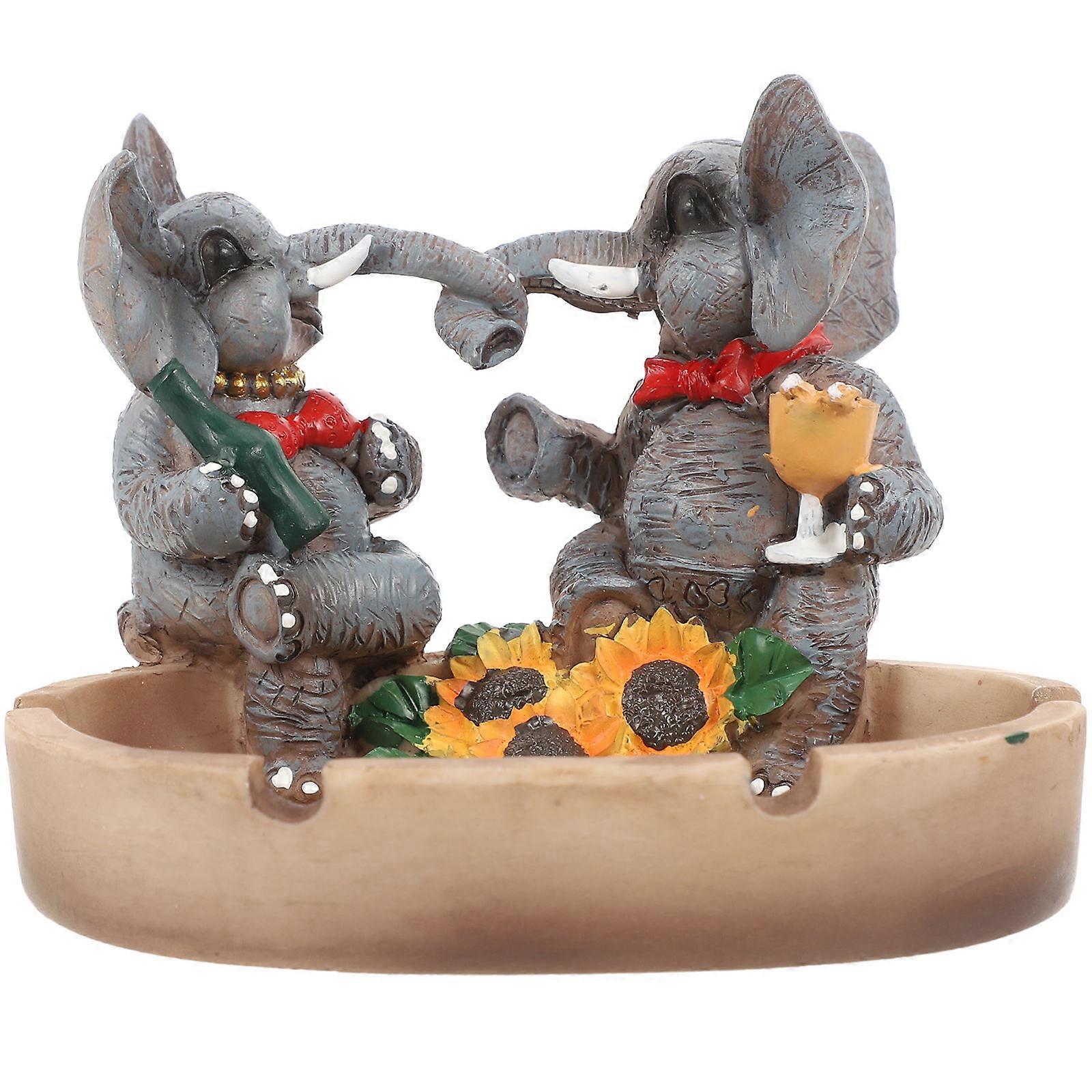 Creative Elephant Shape Table Ashtray Ornament Suitable For Bar Coffee Shop Party Space Multi 2Pcs