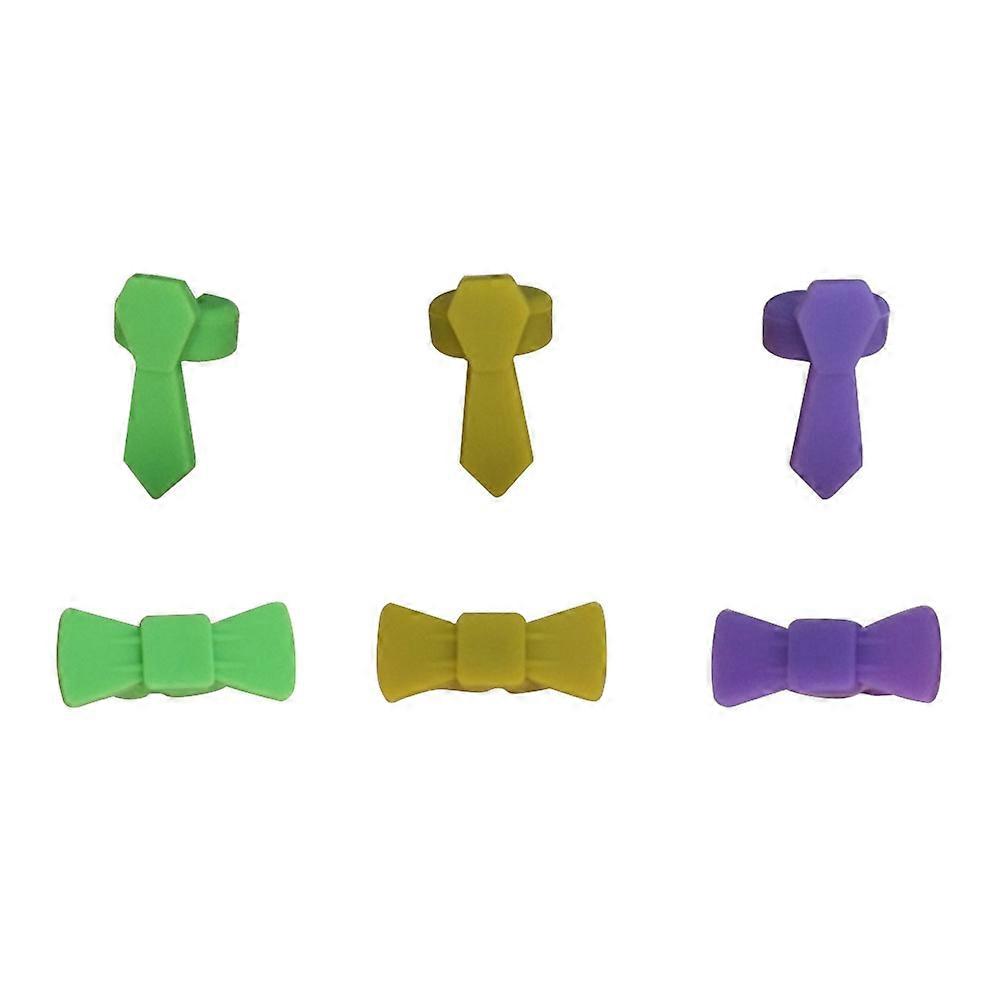 Glass Markers Creative Bowknot Necktie Design For Christmas Assorted Color 3x2x1.3cm 6Pcs