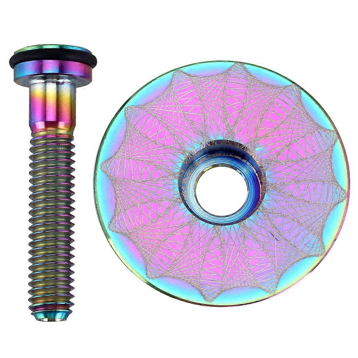 Camouflage Bike Headset Cap with Screw for Bike 3Sets Titanium Alloy