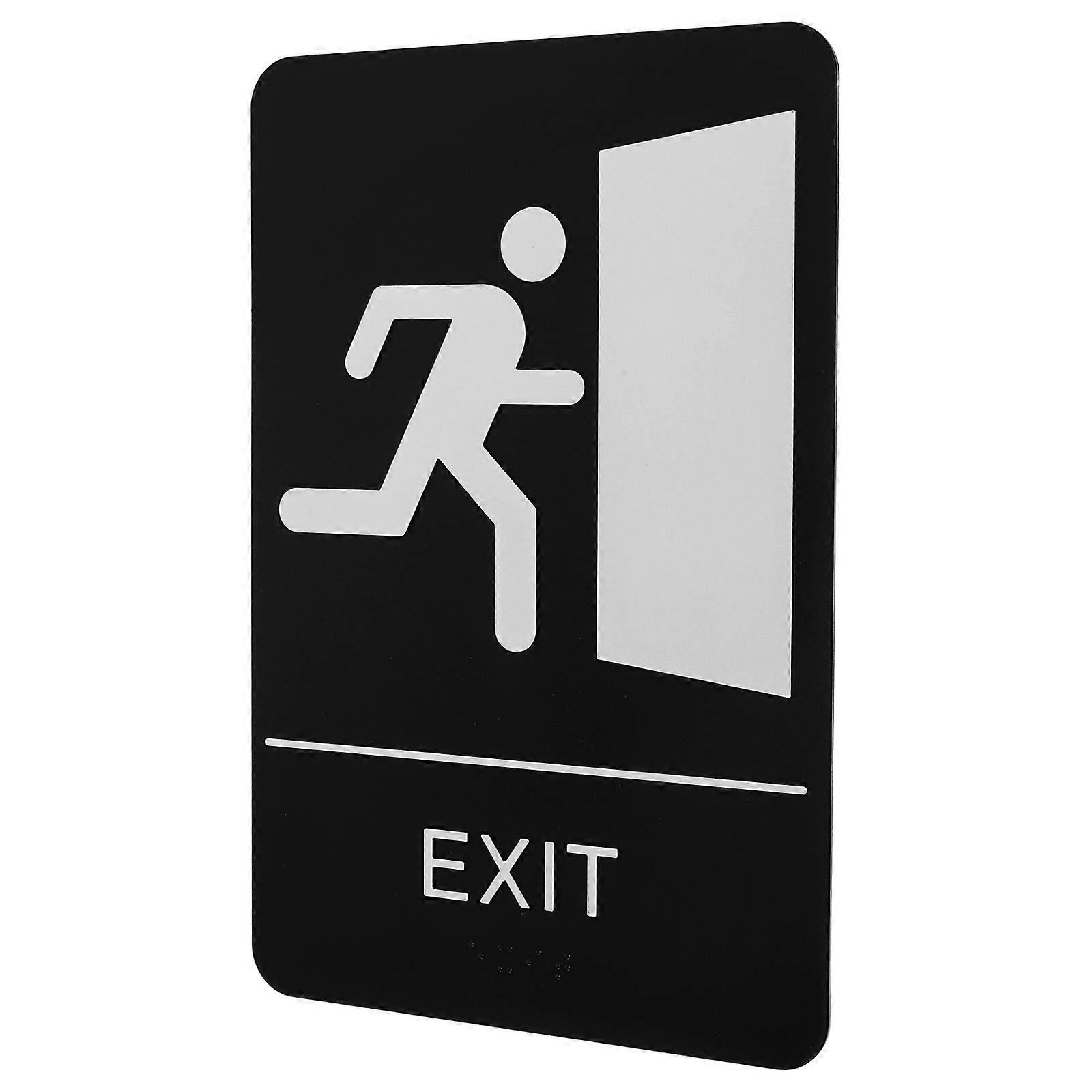 Building Safety Sign Tactile Exit Sign with Braille 2Pcs Wall Mounted